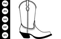 Outline Cowboy Boot Svg, Coloring Page (3088874) for Cowboy Boot Template Free
