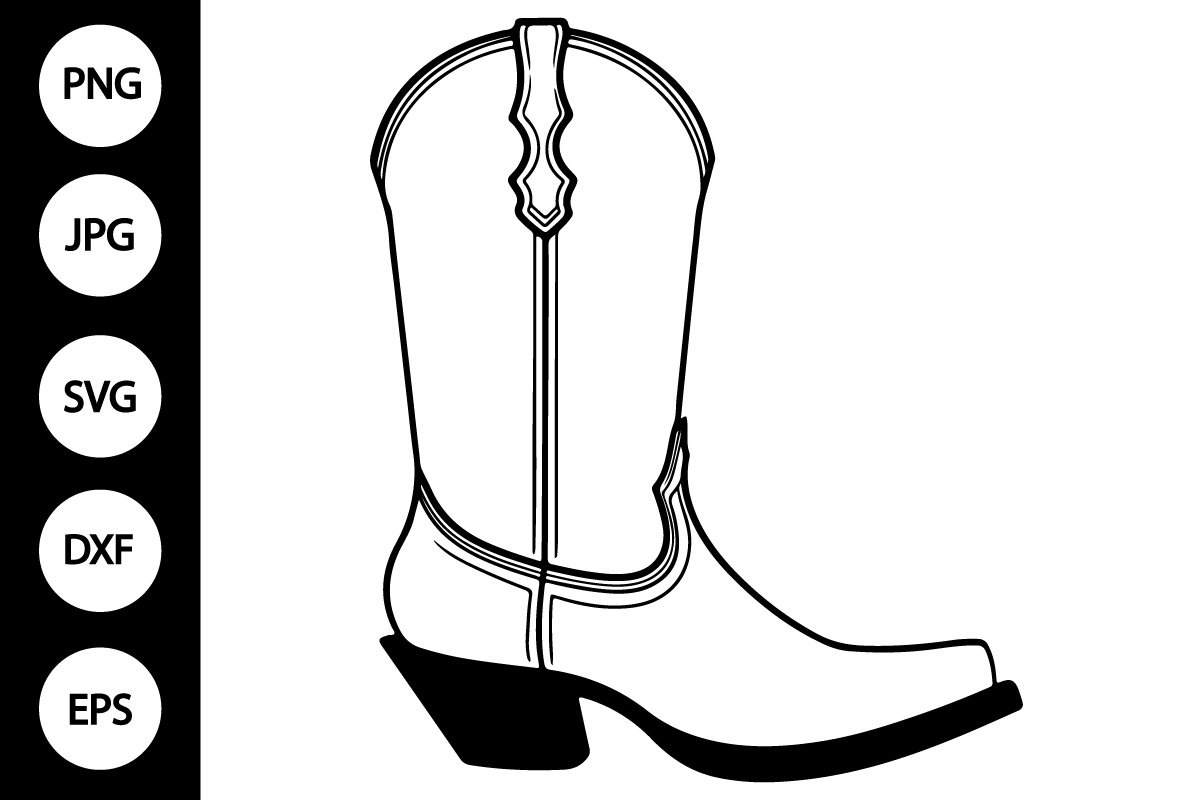 Outline Cowboy Boot Svg, Coloring Page (3088874) for Cowboy Boot Template Free