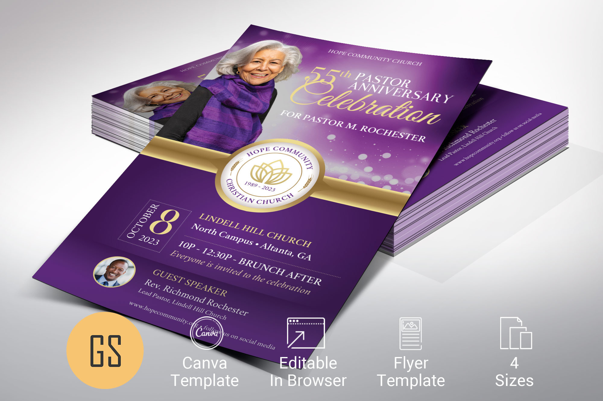 pastor anniversary flyer template purple and gold church in pastor anniversary flyer free template Pastor Anniversary Flyer Template: Purple And Gold Church in Pastor Anniversary Flyer Free Template