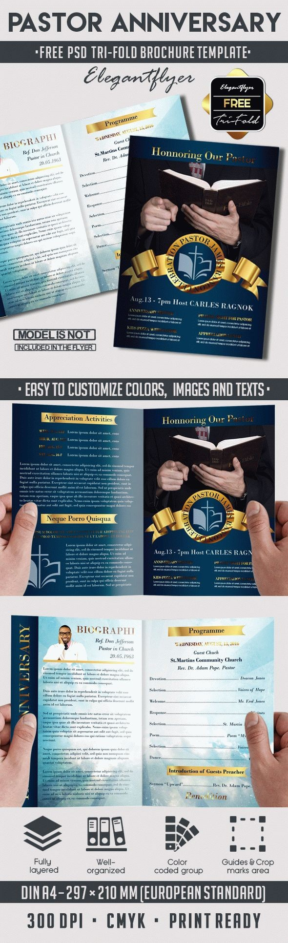 Pastor Anniversary Free Brochure Program - 10018102 |Elegantflyer regarding Pastor Appreciation Program Template Free