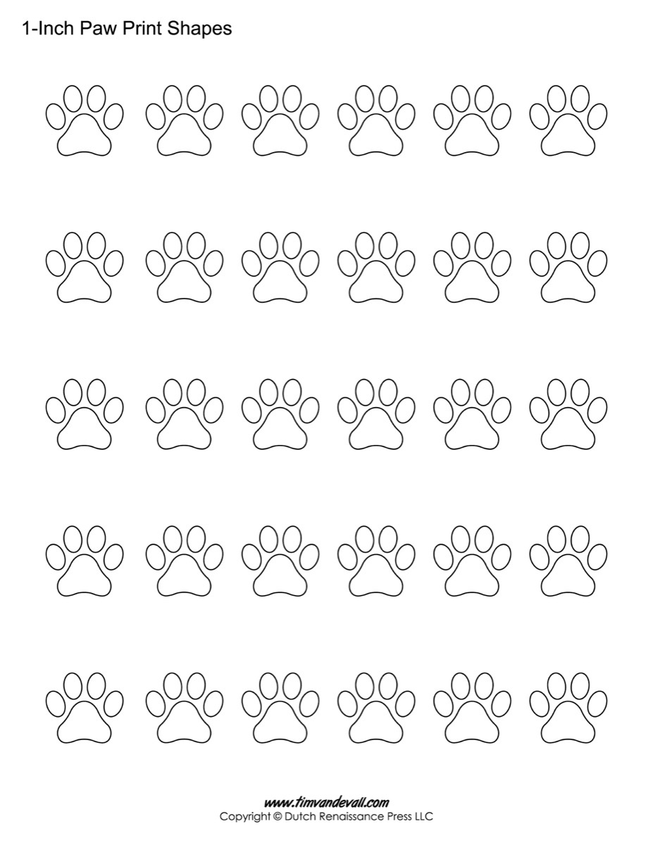 Paw Print Template Shapes | Blank Printable Shapes with Free Printable Paw Print Template