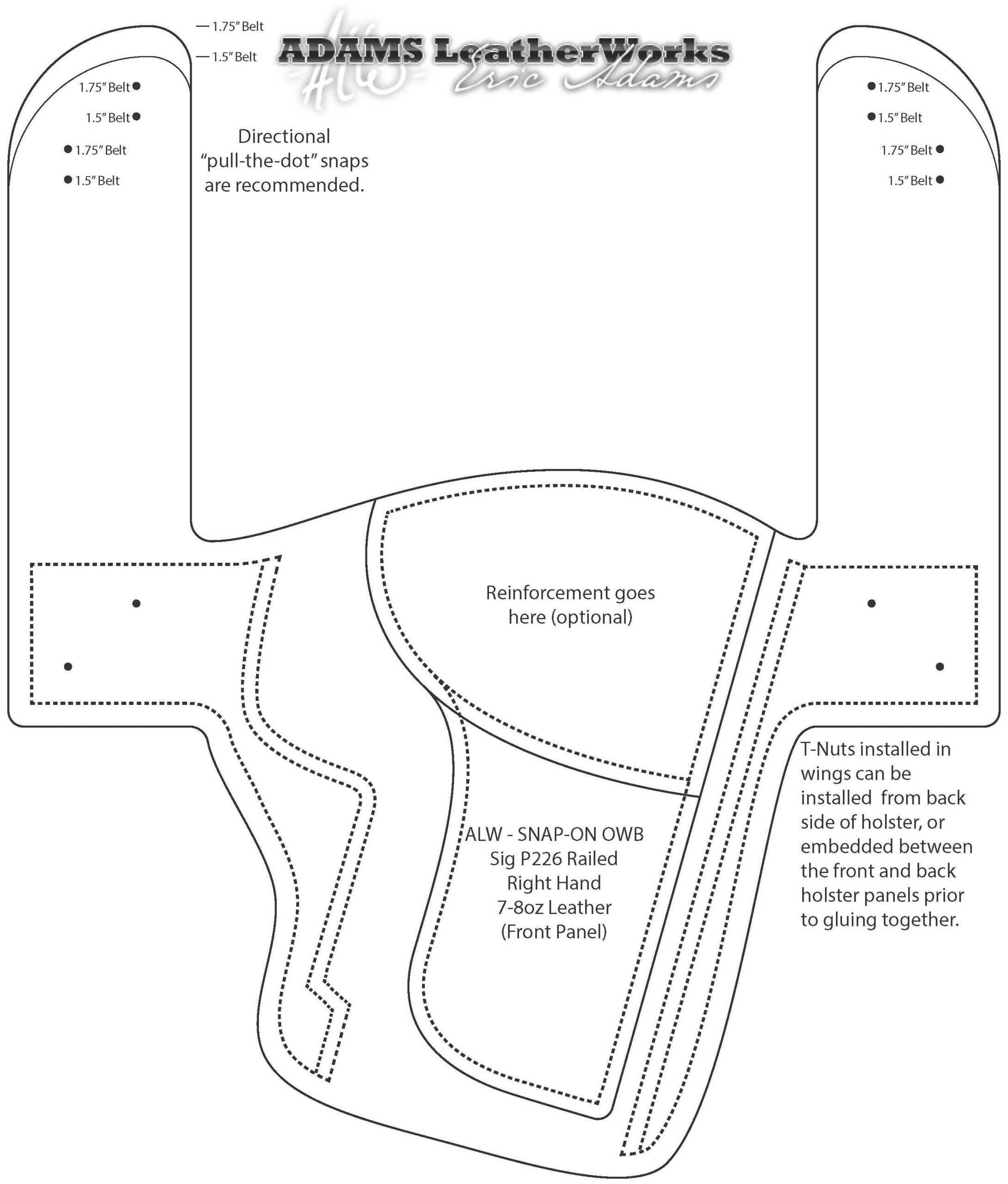 Pdf Digital Pattern - Sig P226 Railed Owb Snapon Style Leather inside Free Printable Leather Holster Templates