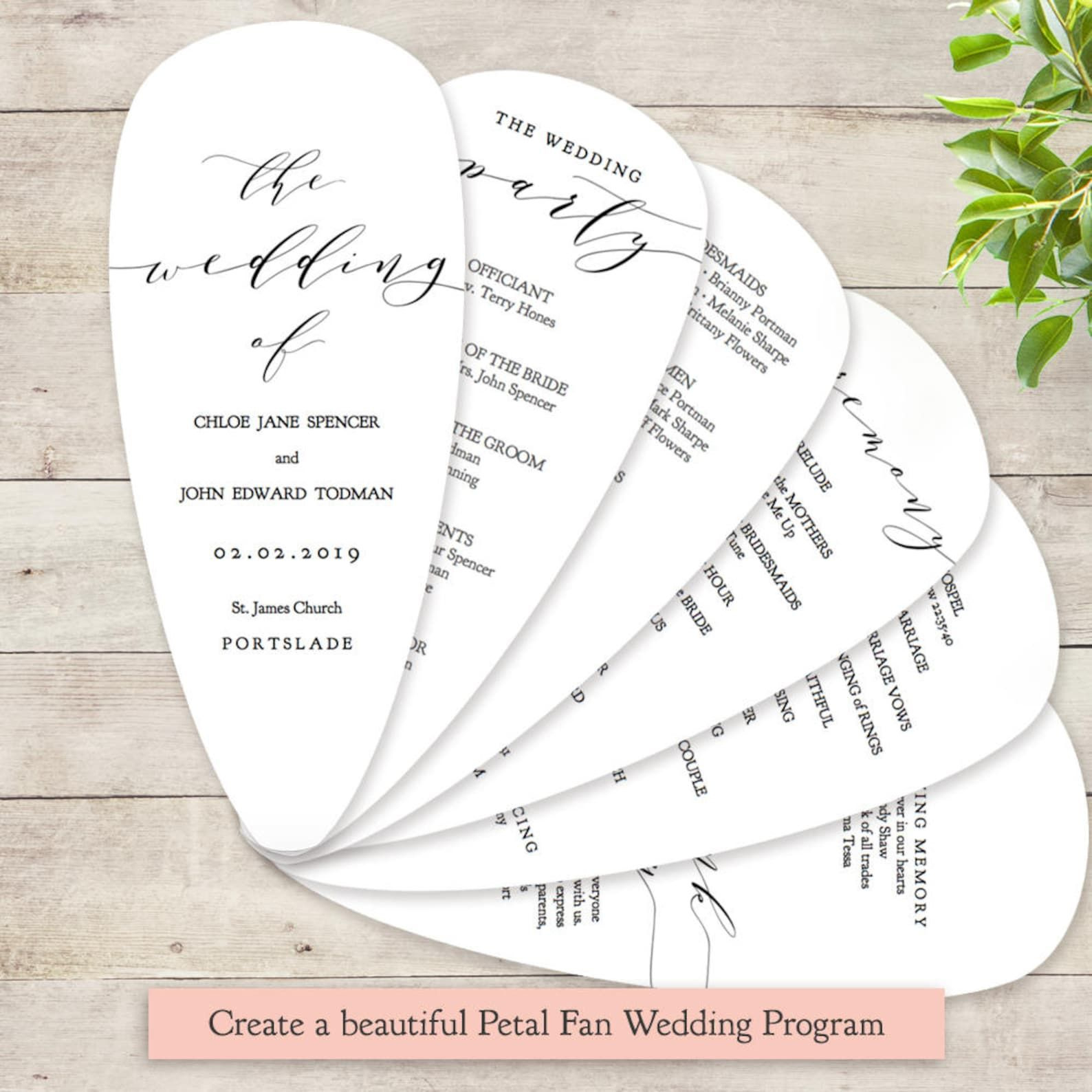 Petal Fan Wedding Program Printable Template Diy Fan Wedding for Petal Fan Wedding Program Template Free