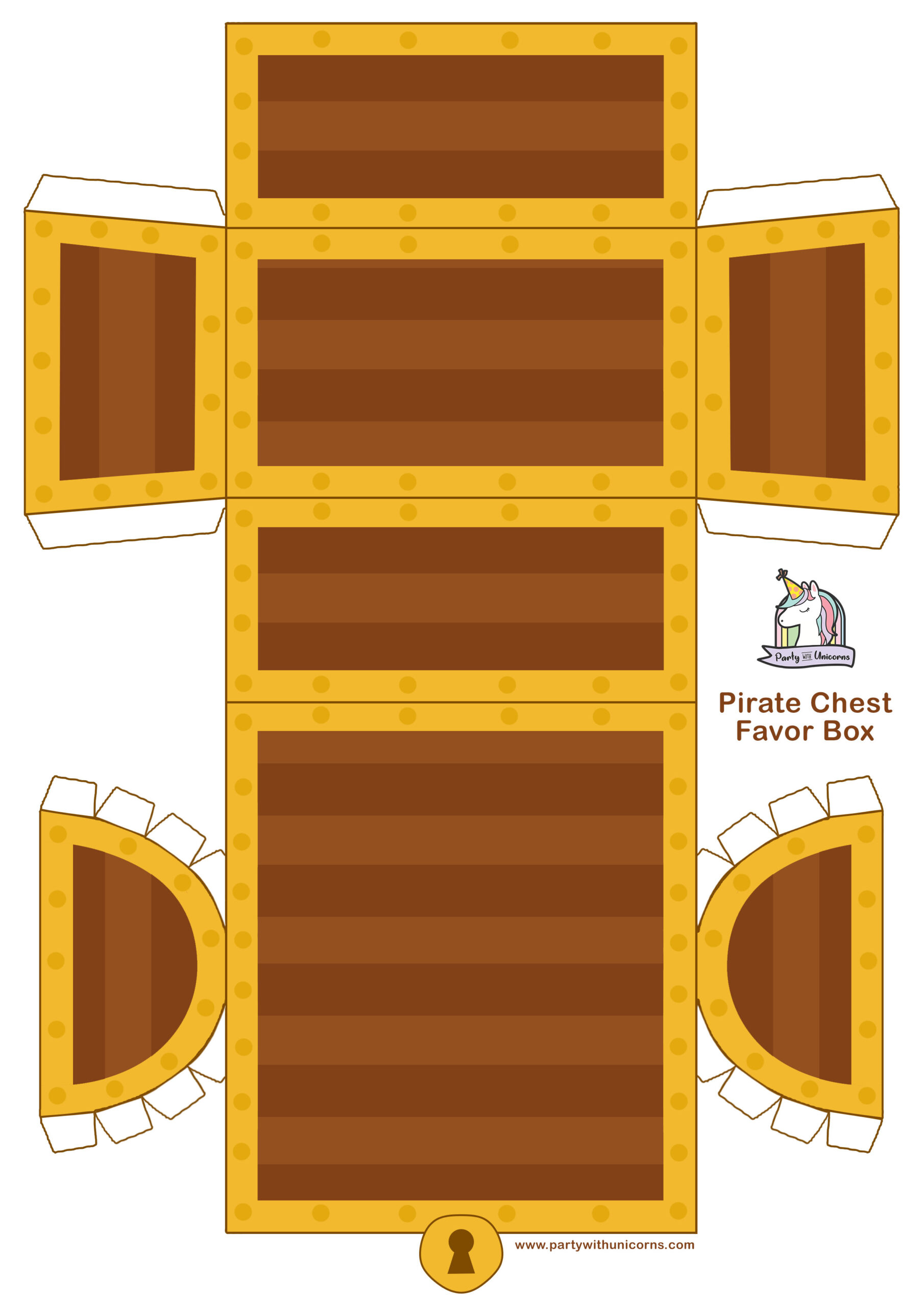 Pirate Treasure Chest Favor Box - Free Printable - Party With Unicorns in Free Printable Treasure Chest Box Template