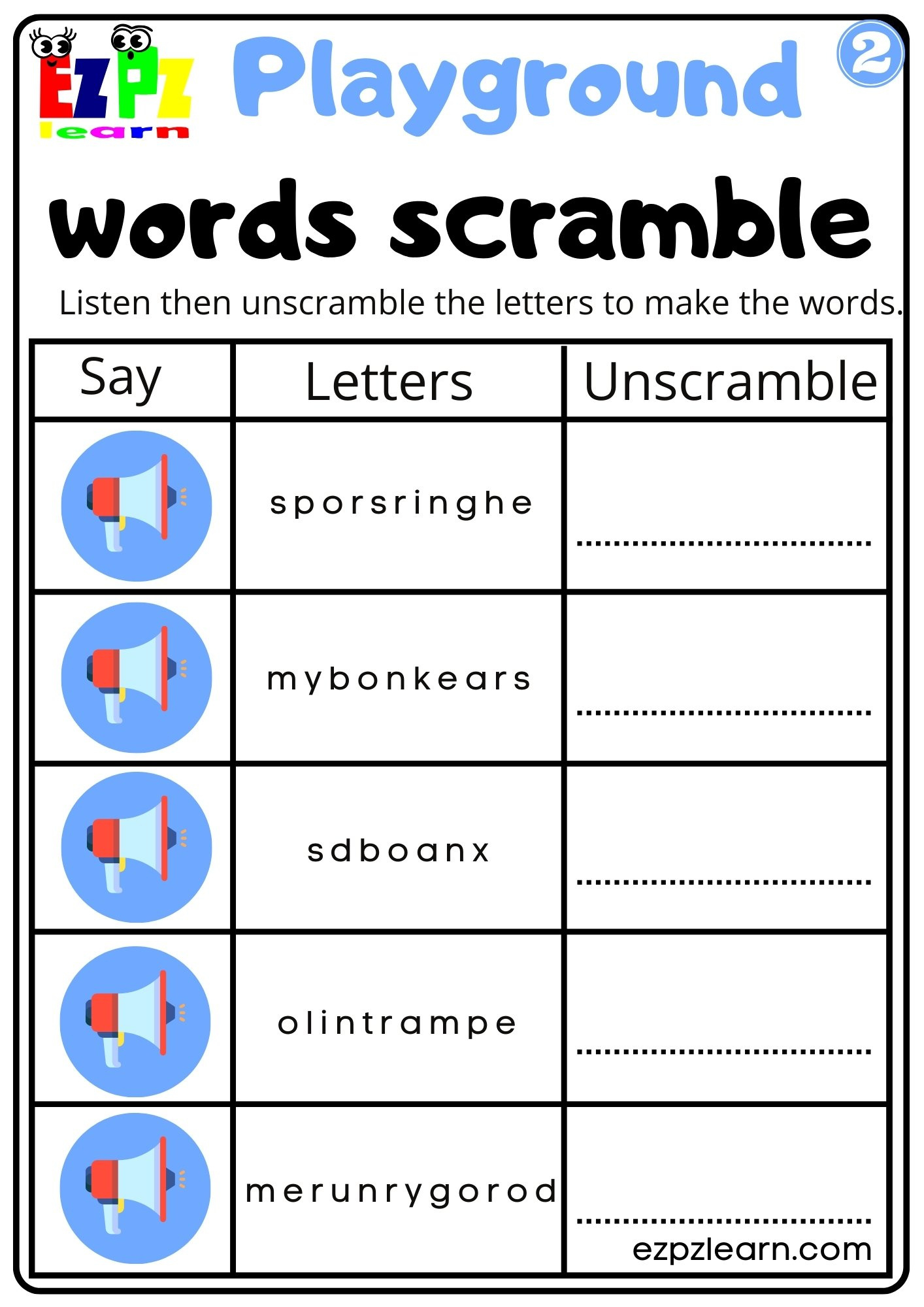playground interactive vocabulary worksheet listen unscramble and intended for free printable esl vocabulary worksheets Playground Interactive Vocabulary Worksheet Listen, Unscramble And intended for Free Printable ESL Vocabulary Worksheets