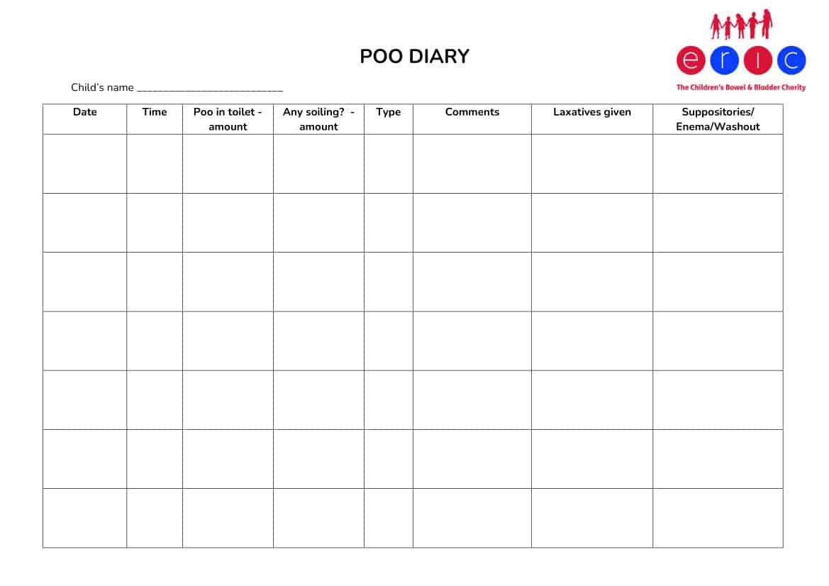 Poo Diary - Eric for Free Printable Bowel Movement Log