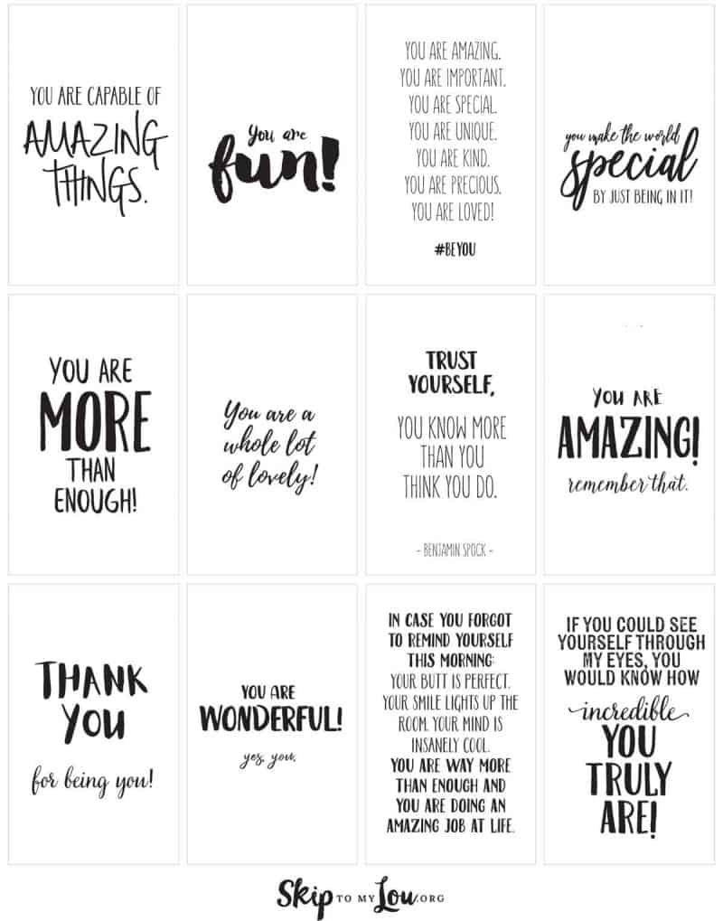 Positive Affirmations {Print And Share With Friends} | Skip To My Lou with Free Printable Positive Words