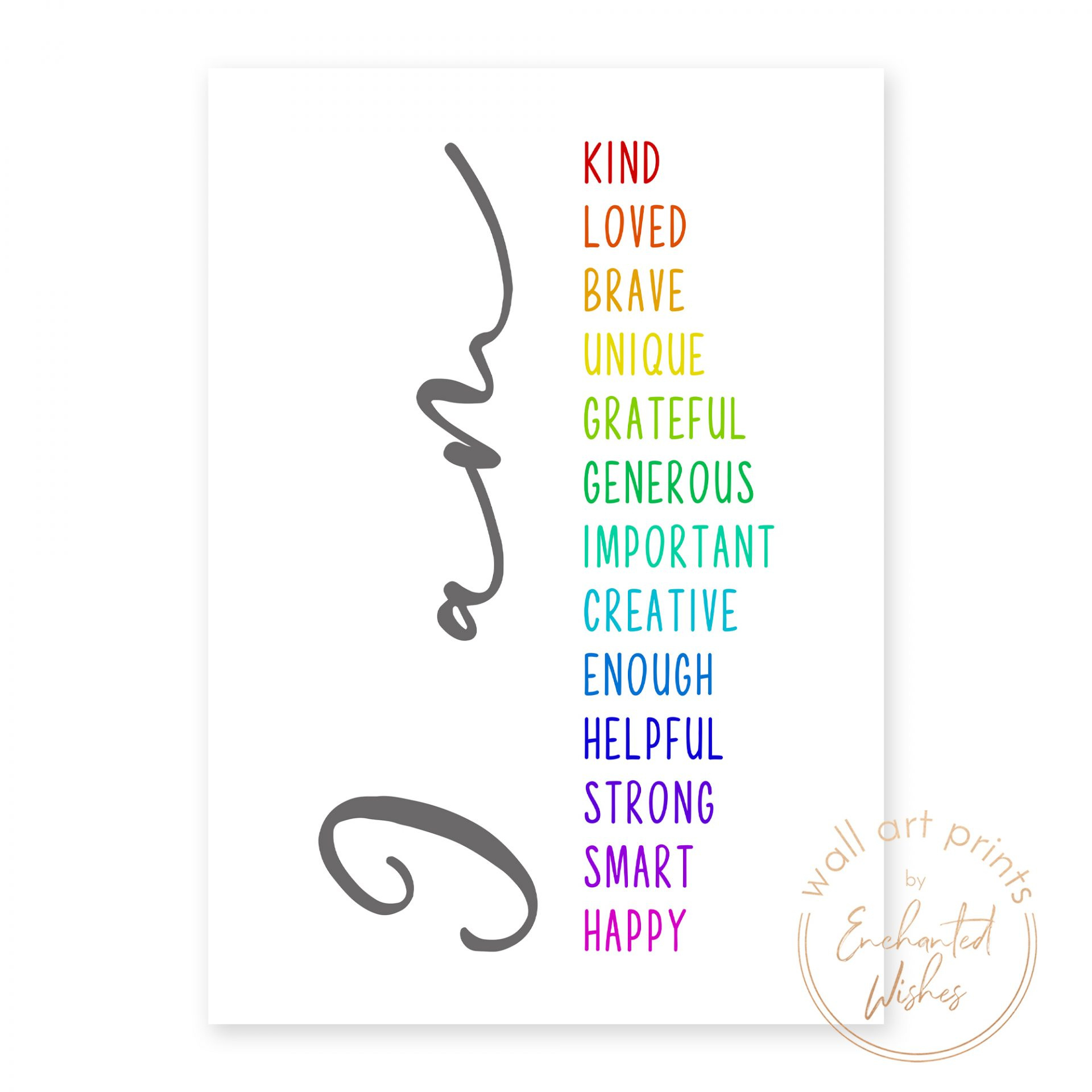 Positive Affirmations Print - Printable Wall Art, Or Printed &amp;amp; Shipped pertaining to Free Printable Positive Words
