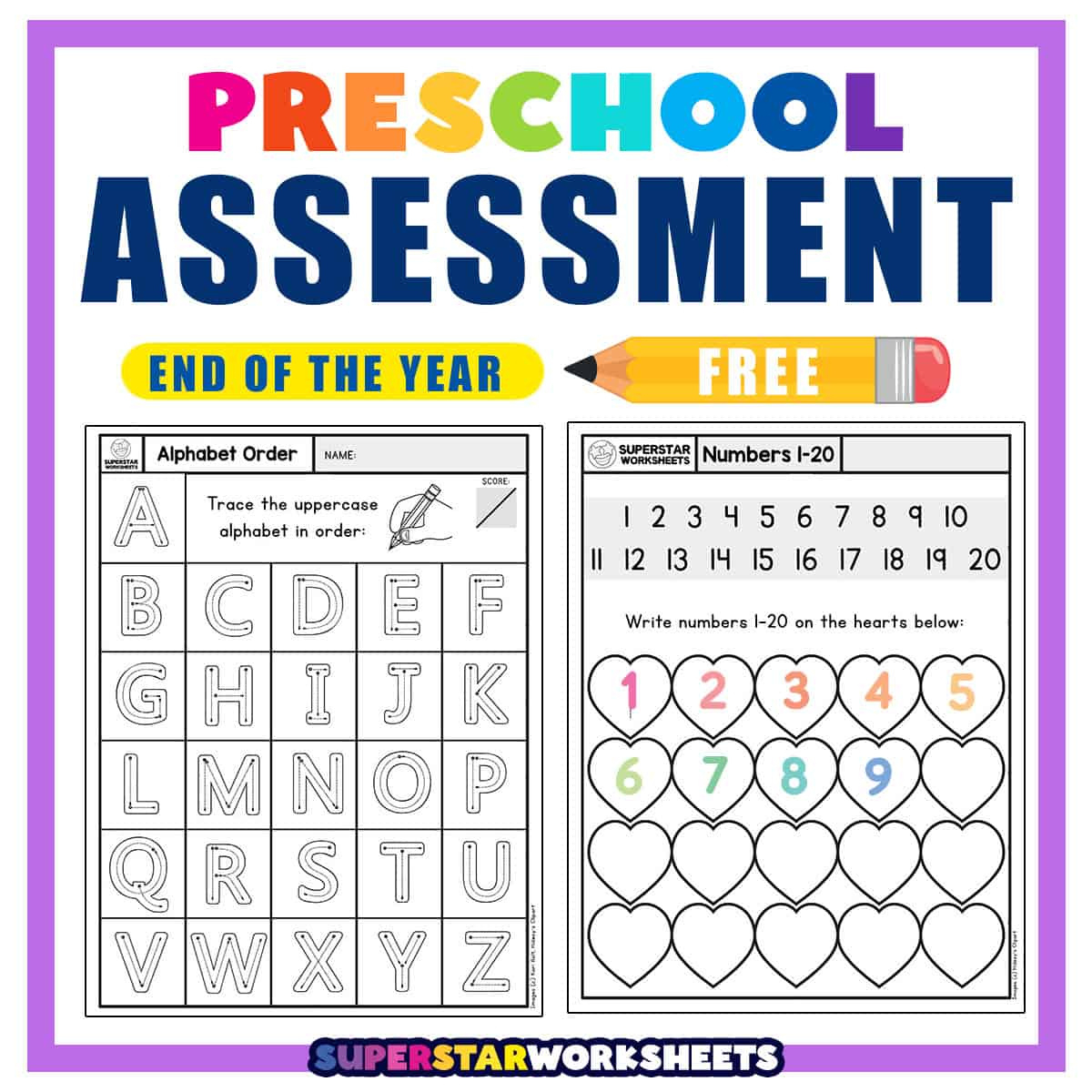 Preschool Assessment - Superstar Worksheets in Free Printable Assessment Test Practice Sheets