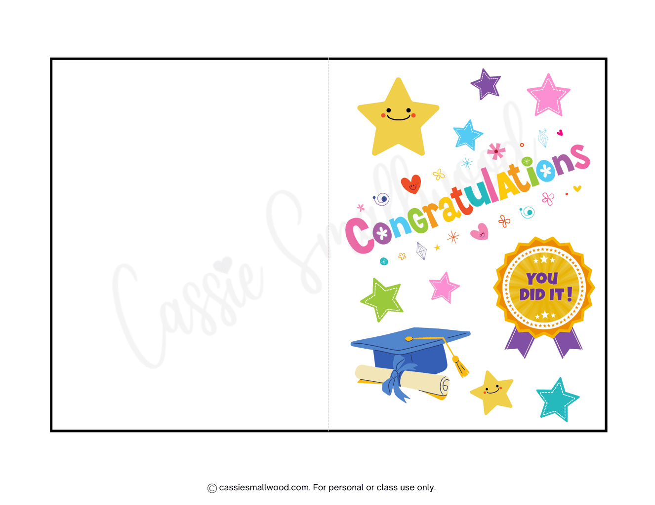 Preschool Or Kindergarten Graduation Card Free Printable - Cassie with Free Printable Pre K Graduation Cards