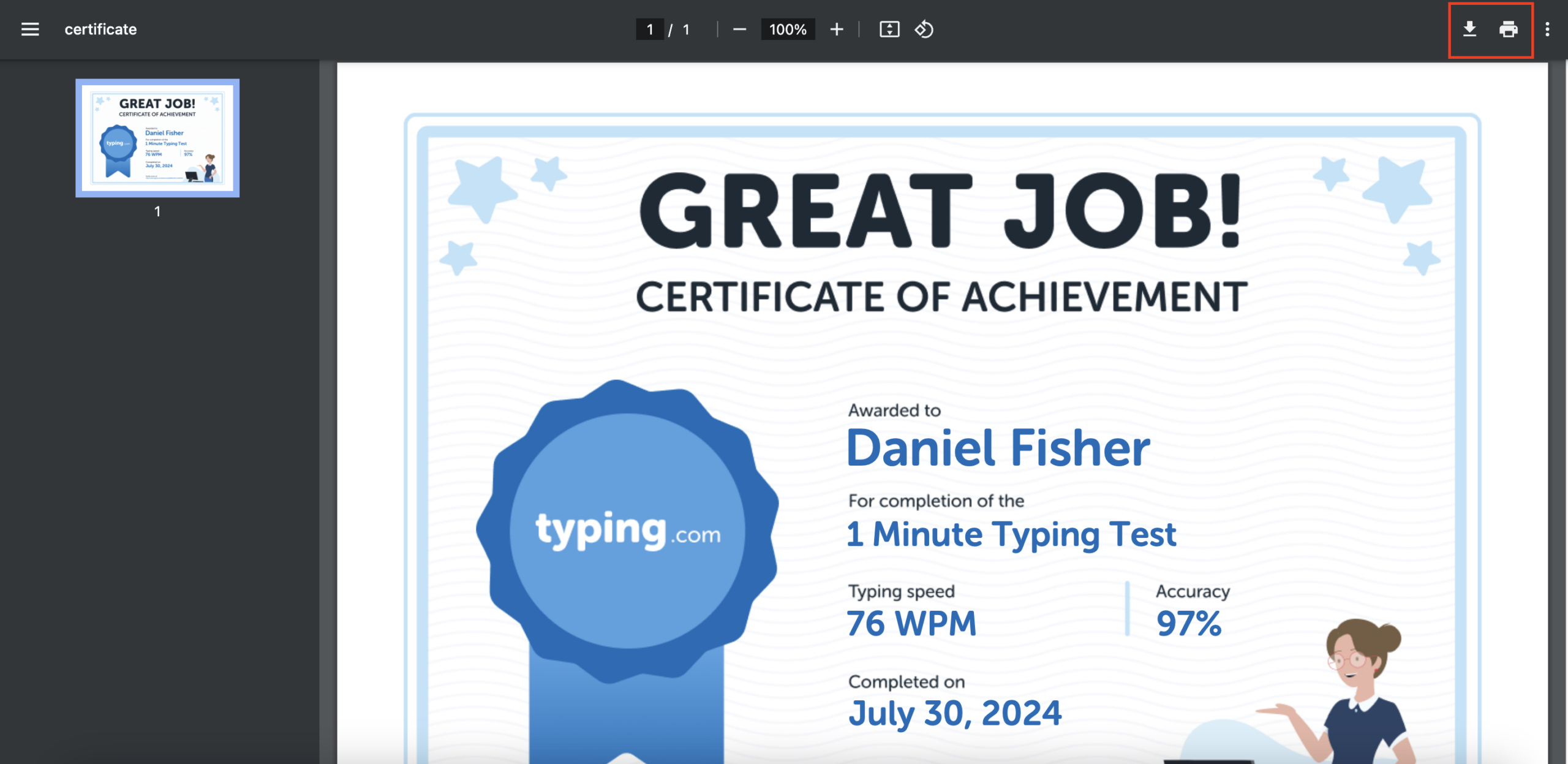 Print A Student&amp;#039;S Test Certificate (Teacher) - Typing regarding Free Typing Test with Printable Certificate