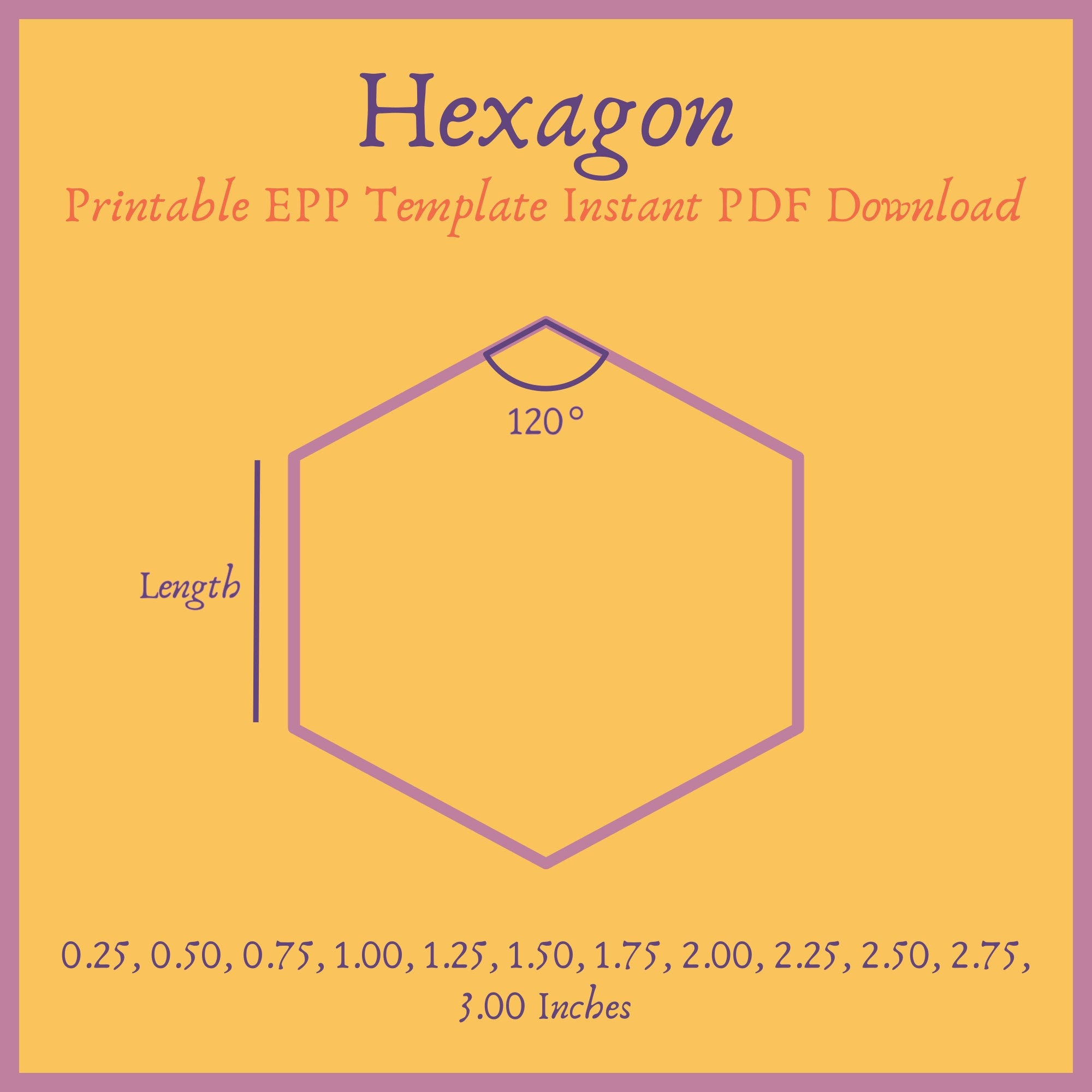 Printable 120 Degree Hexagon Epp Template Instant Pdf Download within Free Printable 6 Inch Hexagon Template