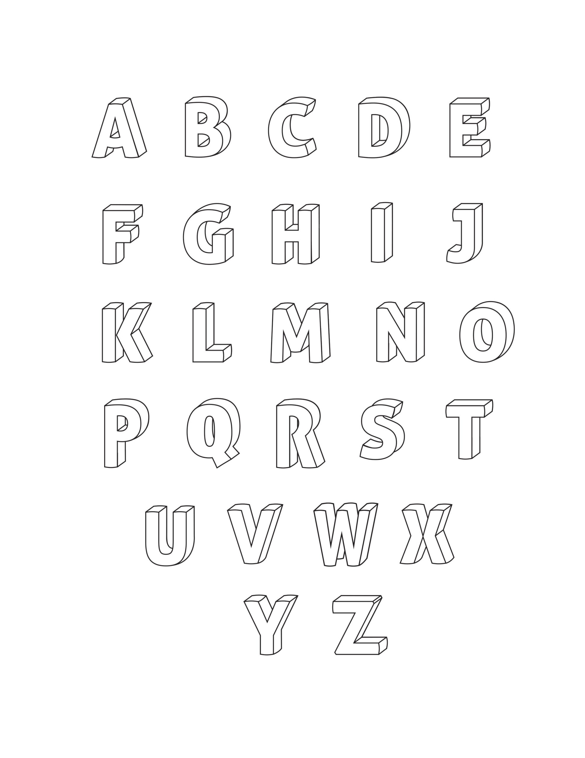 Printable 3D Bubble Letters Alphabet with Free Printable 3d Letters