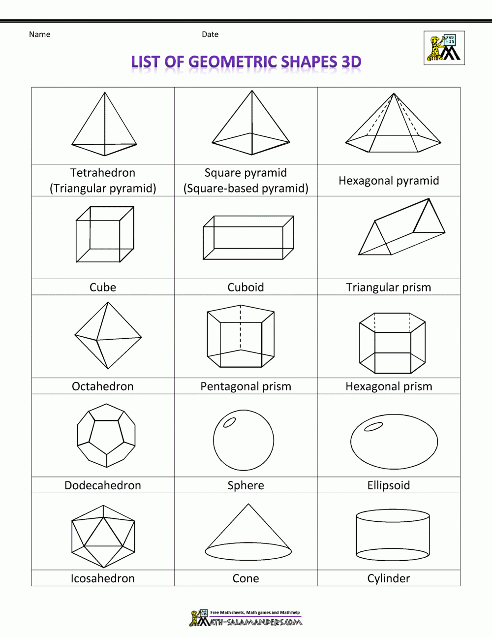 Printable 3D Shapes within Free Printable 3d Shapes
