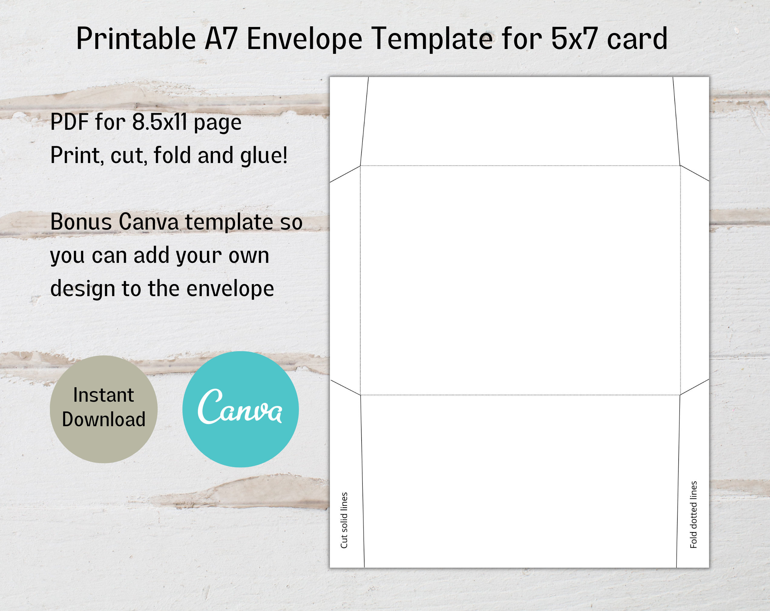 Printable A7 Envelope Template For 5X7 Card, Canva A7 Envelope within Free Printable 5x7 Template