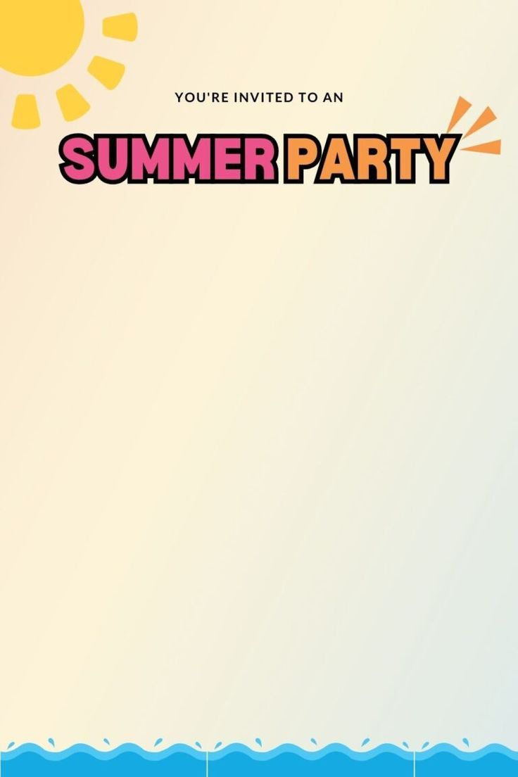 Printable Blank Summer Party Invitation Templates regarding Free Printable Summer Party Invitation Templates