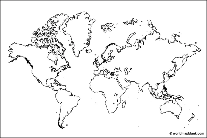 Free Printable World Map Black and White
