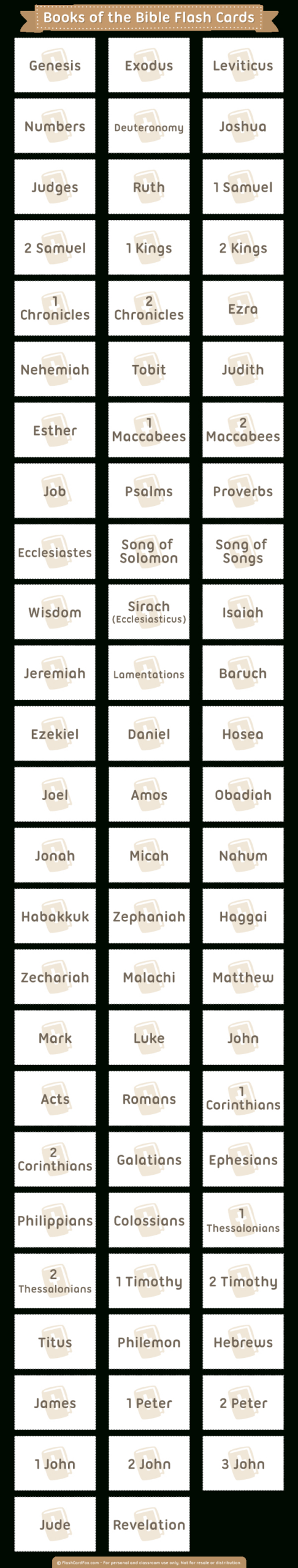 Printable Books Of The Bible Flash Cards with regard to Books of the Bible Cards Free Printable