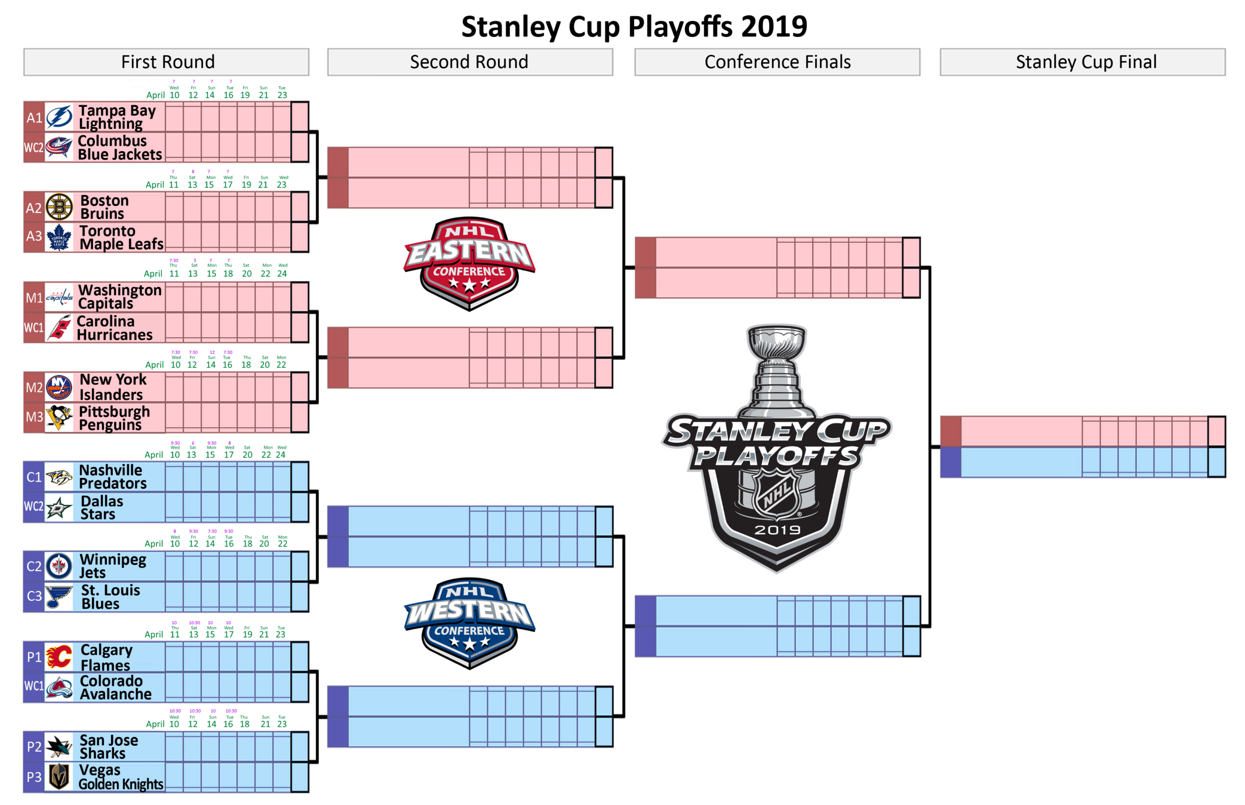 Printable Bracket To Fill Out (Based Off Of The One Made Last Year within Free Printable Nhl Playoff Bracket