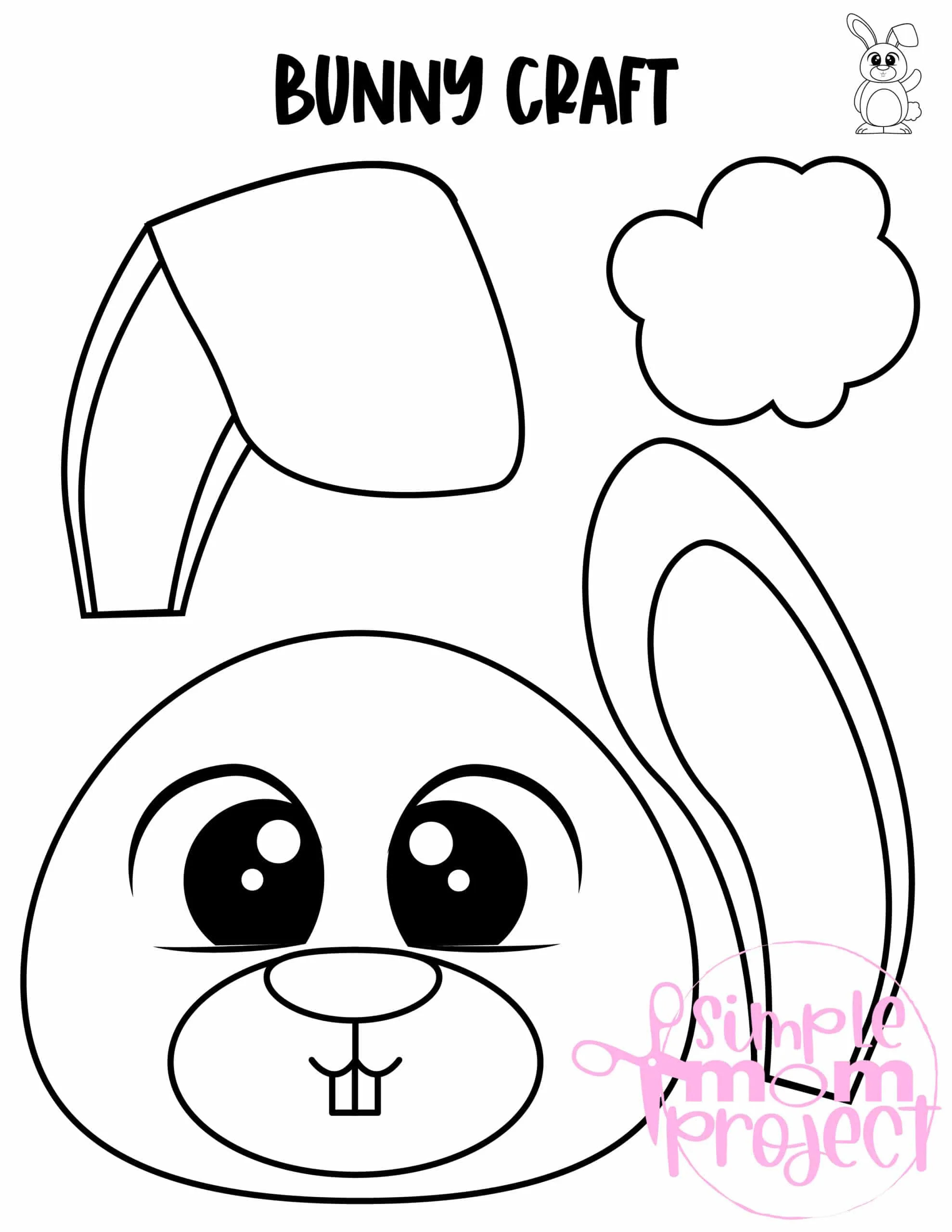 Printable Bunny Rabbit Paper Bag Puppet Template – Simple Mom Project for Free Printable Paper Bag Puppets