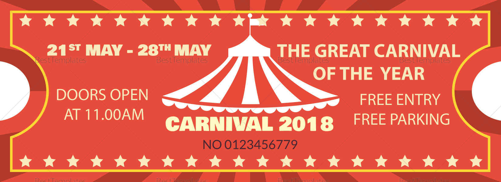 Printable Carnival Ticket Design Template In Psd, Word, Publisher pertaining to Free Carnival Ticket Template Printable