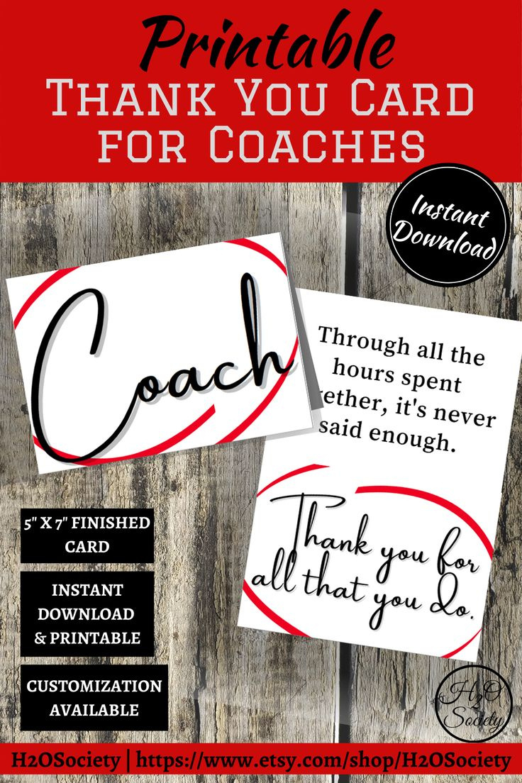Printable Coach Thank You Card within Free Printable Thank You Cards For Coaches
