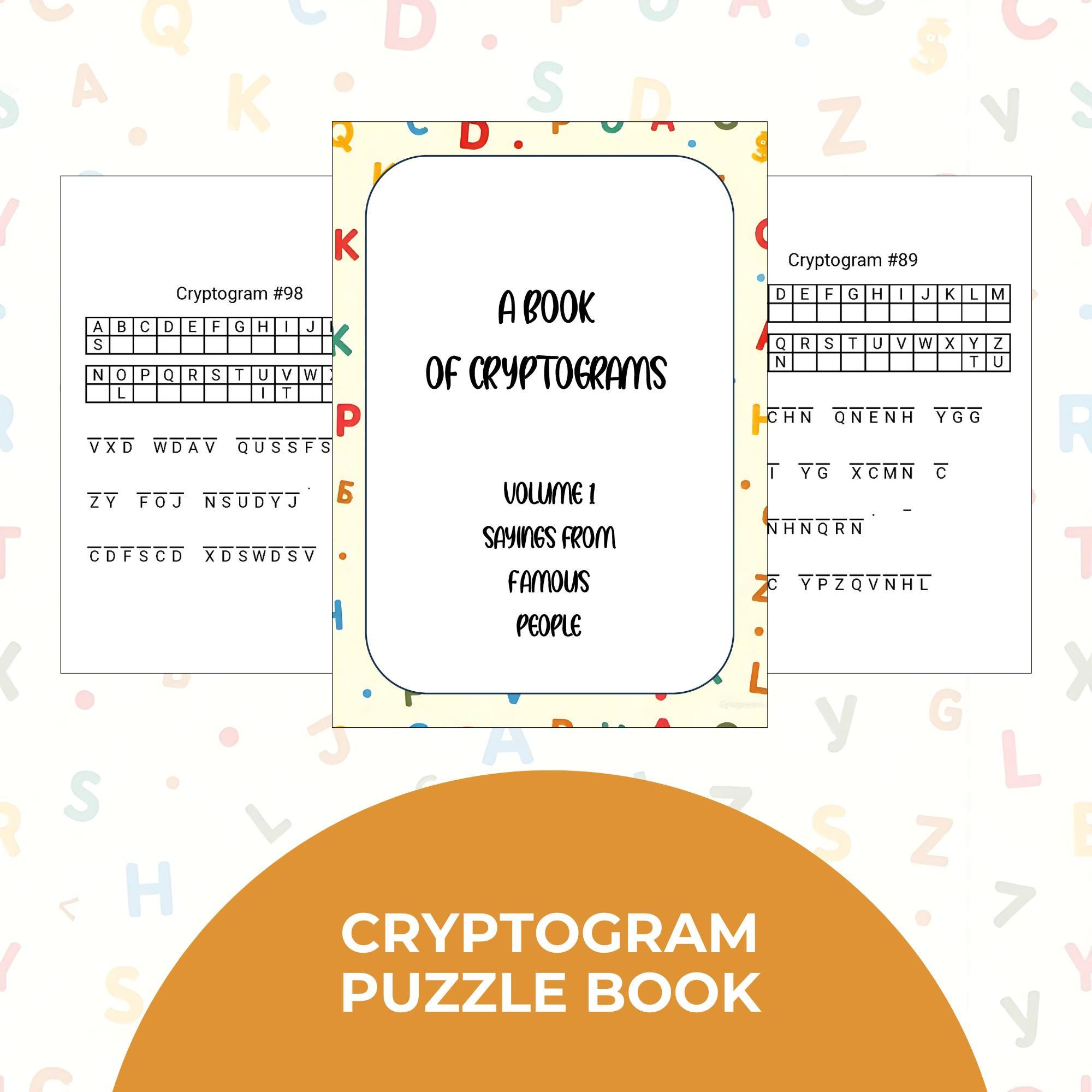 Printable Cryptogram Puzzles - Etsy inside Free Printable Cryptofamilies Puzzles