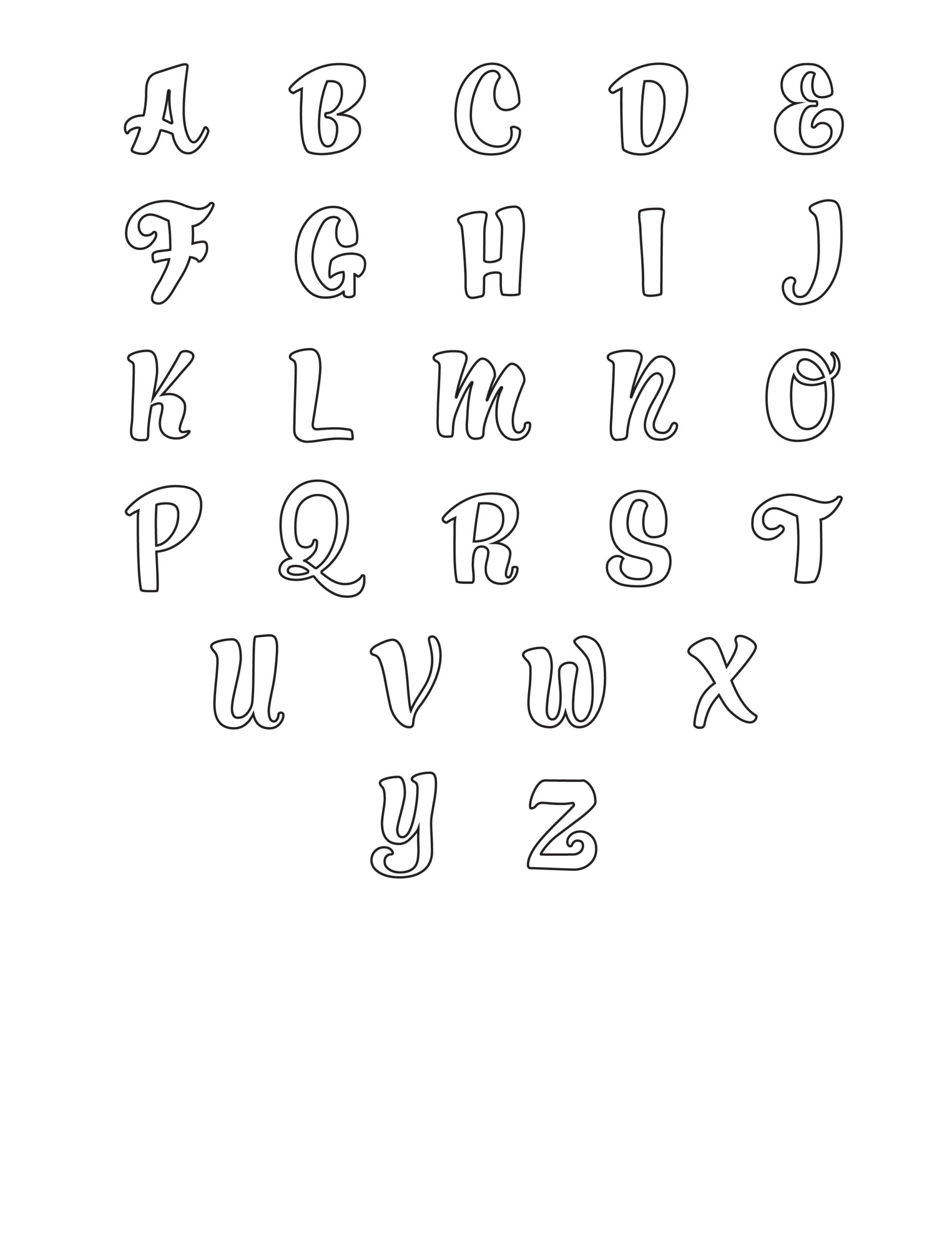 Printable Cursive Bubble Letters Alphabet pertaining to Free Printable Cursive Letter Stencils