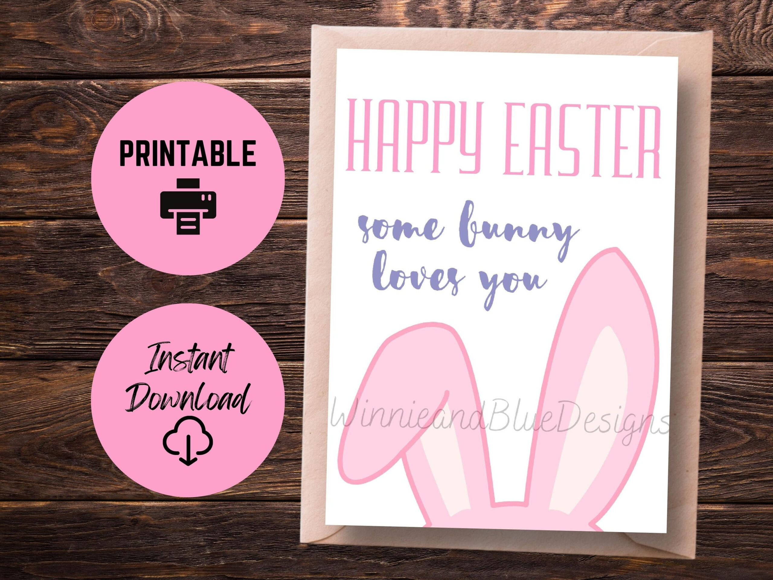 Printable Easter Card, Cute Easter Bunny Card, Some Bunny Loves You Easter Card, Bunny Ears Easter Card, Funny Easter Bunny Pun Card for Printable Easter Card For Wife