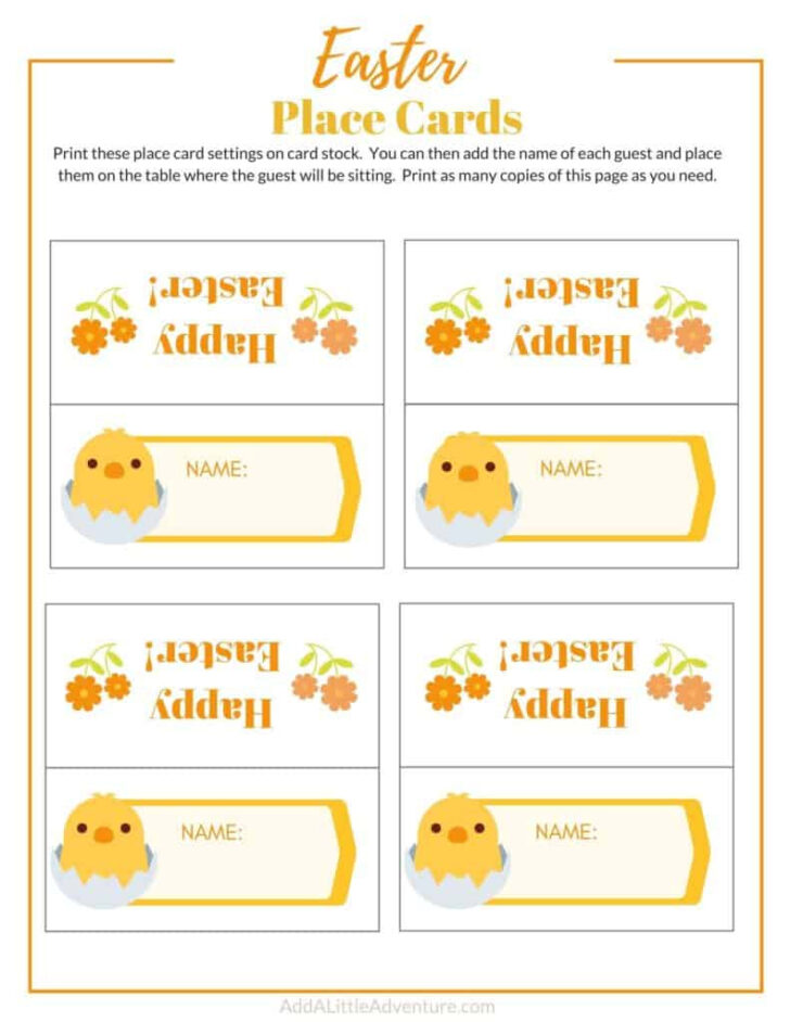 Printable Easter Name Place Cards