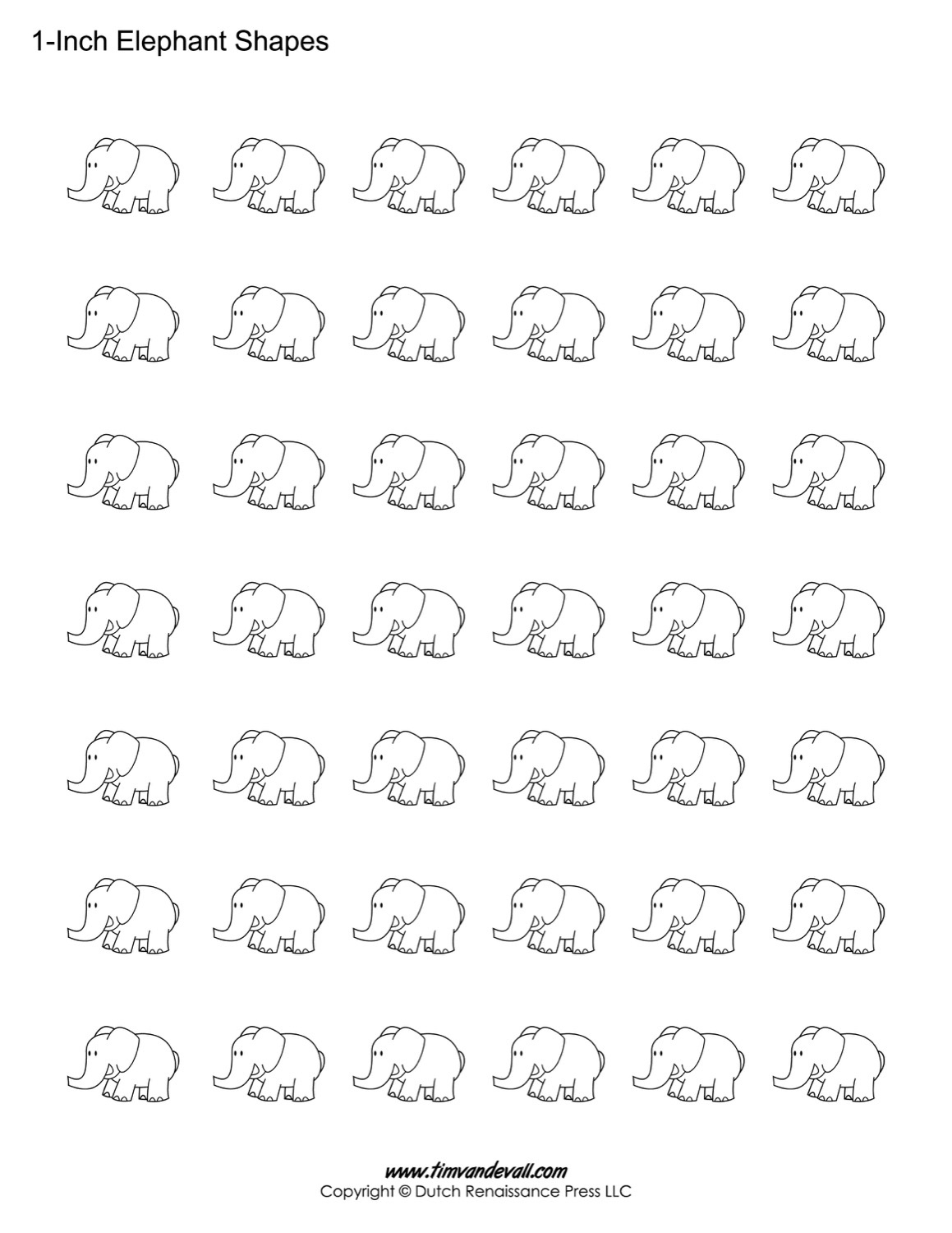 Printable Elephant Templates / Elephant Shapes For Kids pertaining to Free Printable White Elephant Numbers List