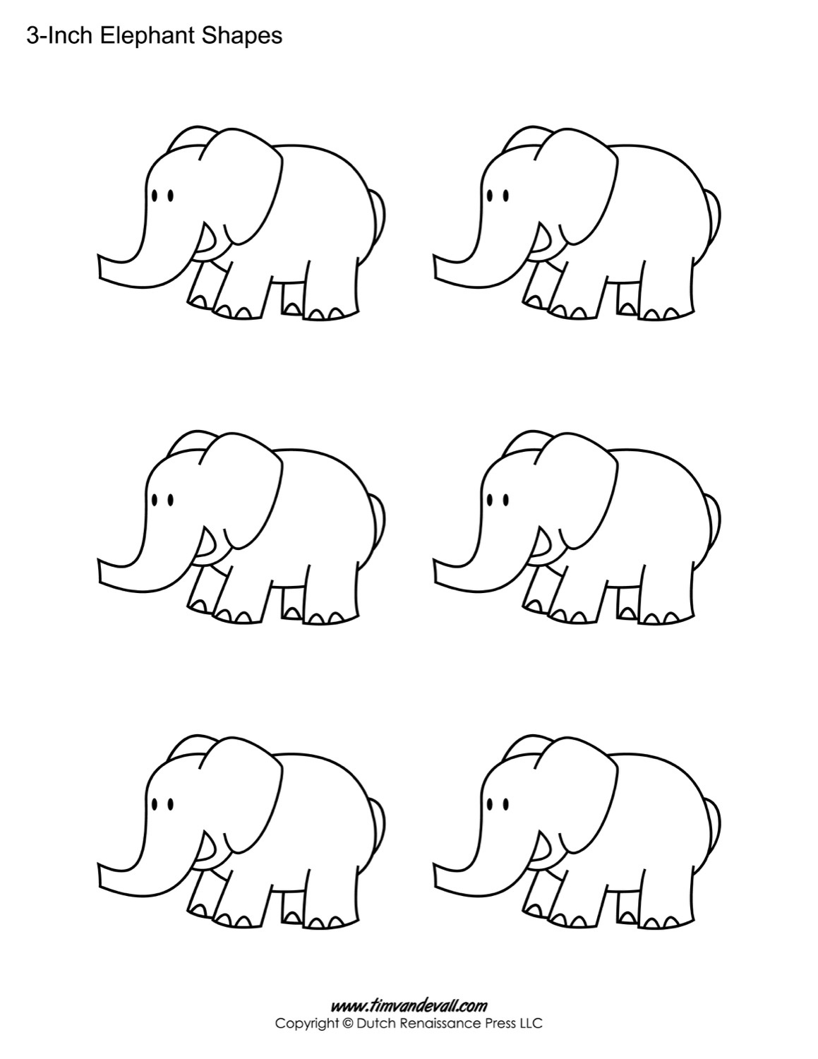Printable Elephant Templates / Elephant Shapes For Kids pertaining to White Elephant Cut Out Printable