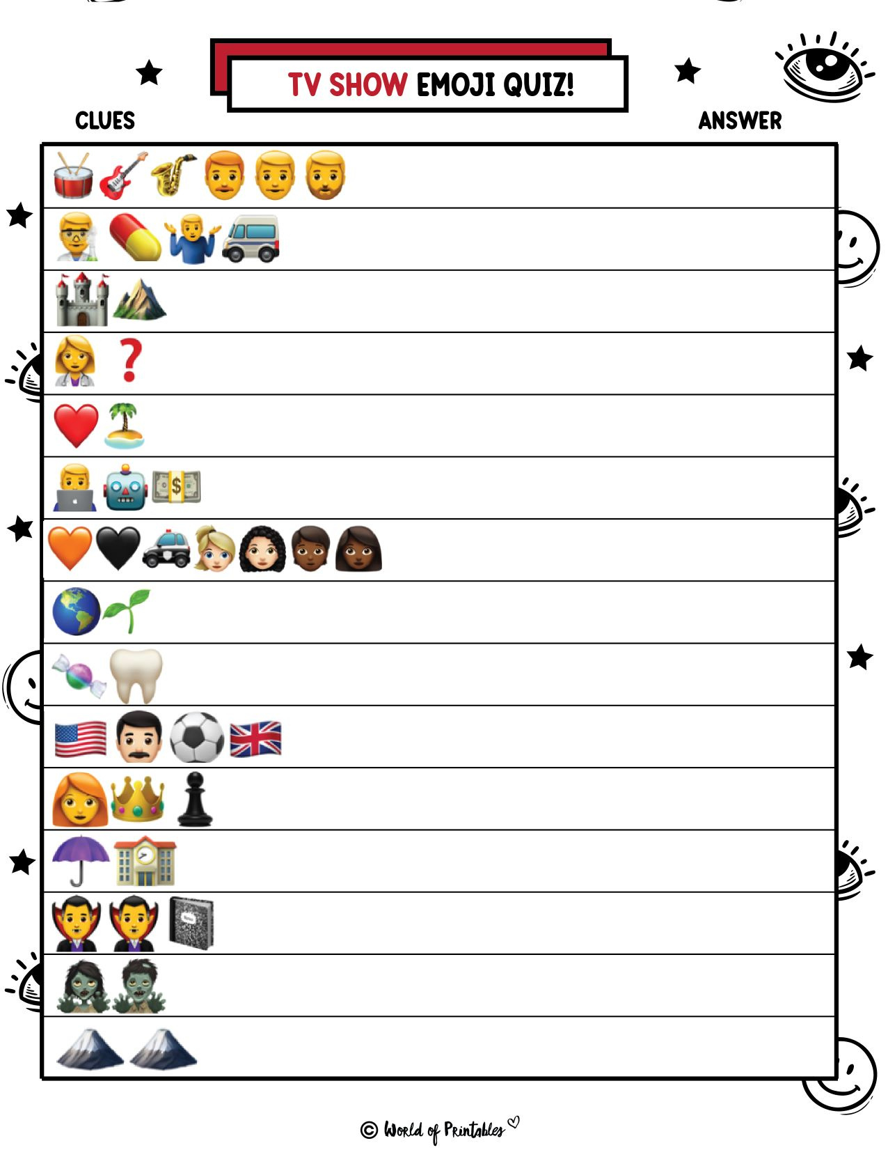 Printable Emoji Quiz With Answers - World Of Printables with Free Printable Picture Quizzes And Answers