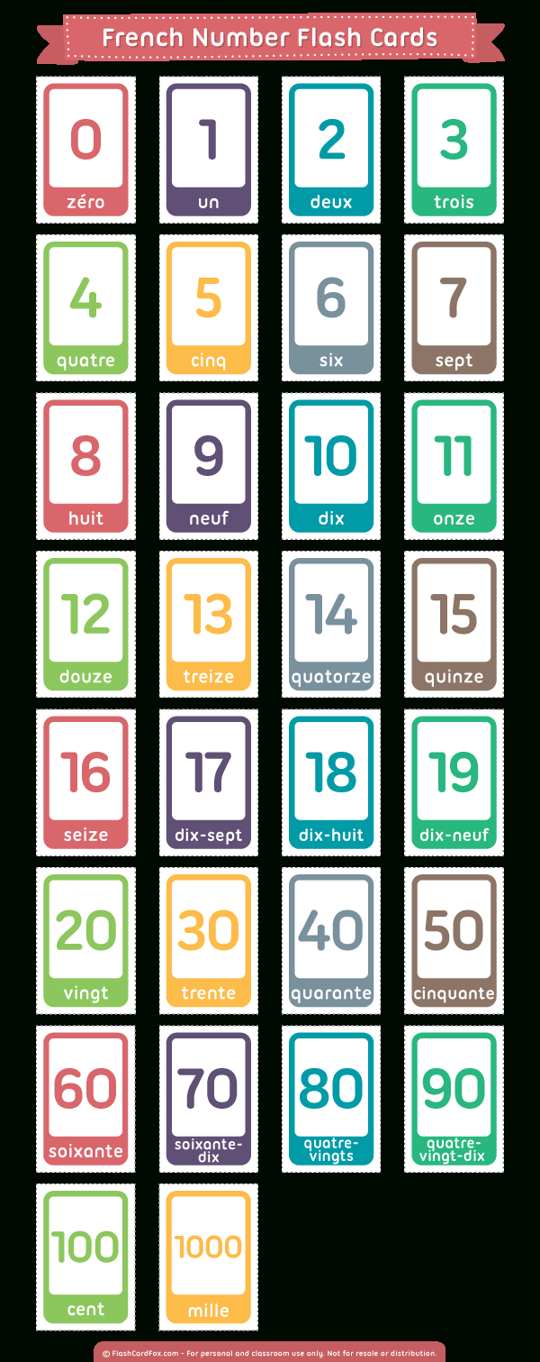 Printable French Number Flash Cards throughout Free French Flash Cards Printable