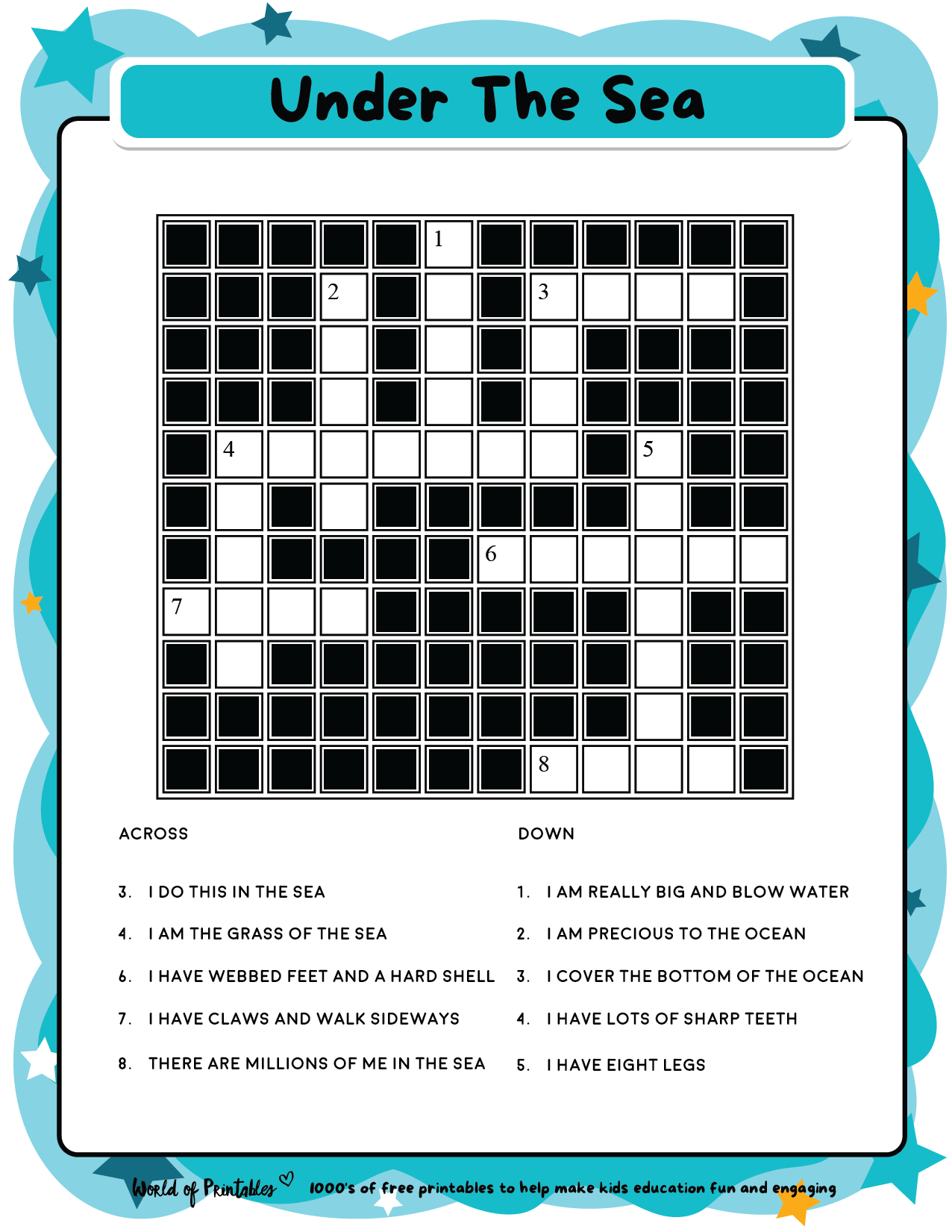 Printable Kids Crossword Puzzles - World Of Printables inside Free Printable Crosswords For Beginners