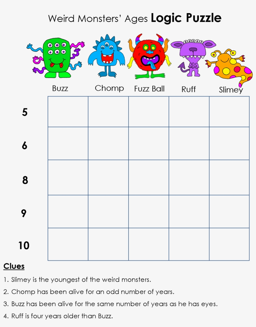Printable Logic Puzzles Kids - - Math Logic Puzzle Transparent Png intended for Free Printable Logic Puzzles