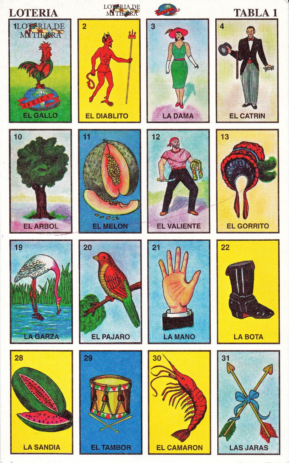 Printable Loteria Cards, The Complete Set Of 10 Tablas, Printable with Free Printable Mini Loteria Cards