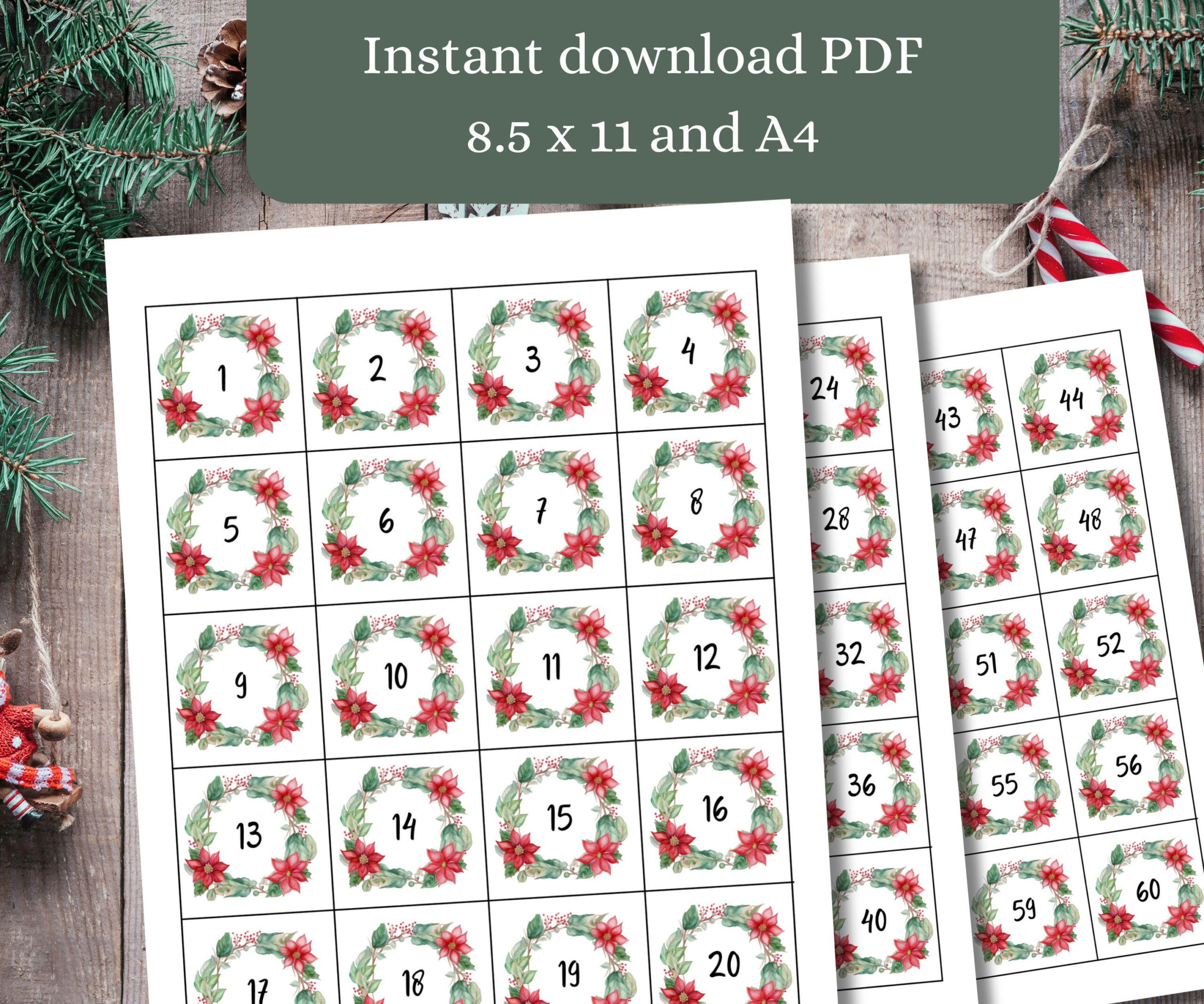 Printable Numbers 1 50 - Etsy regarding Free Large Printable Numbers 1-50 For White Elephant Game