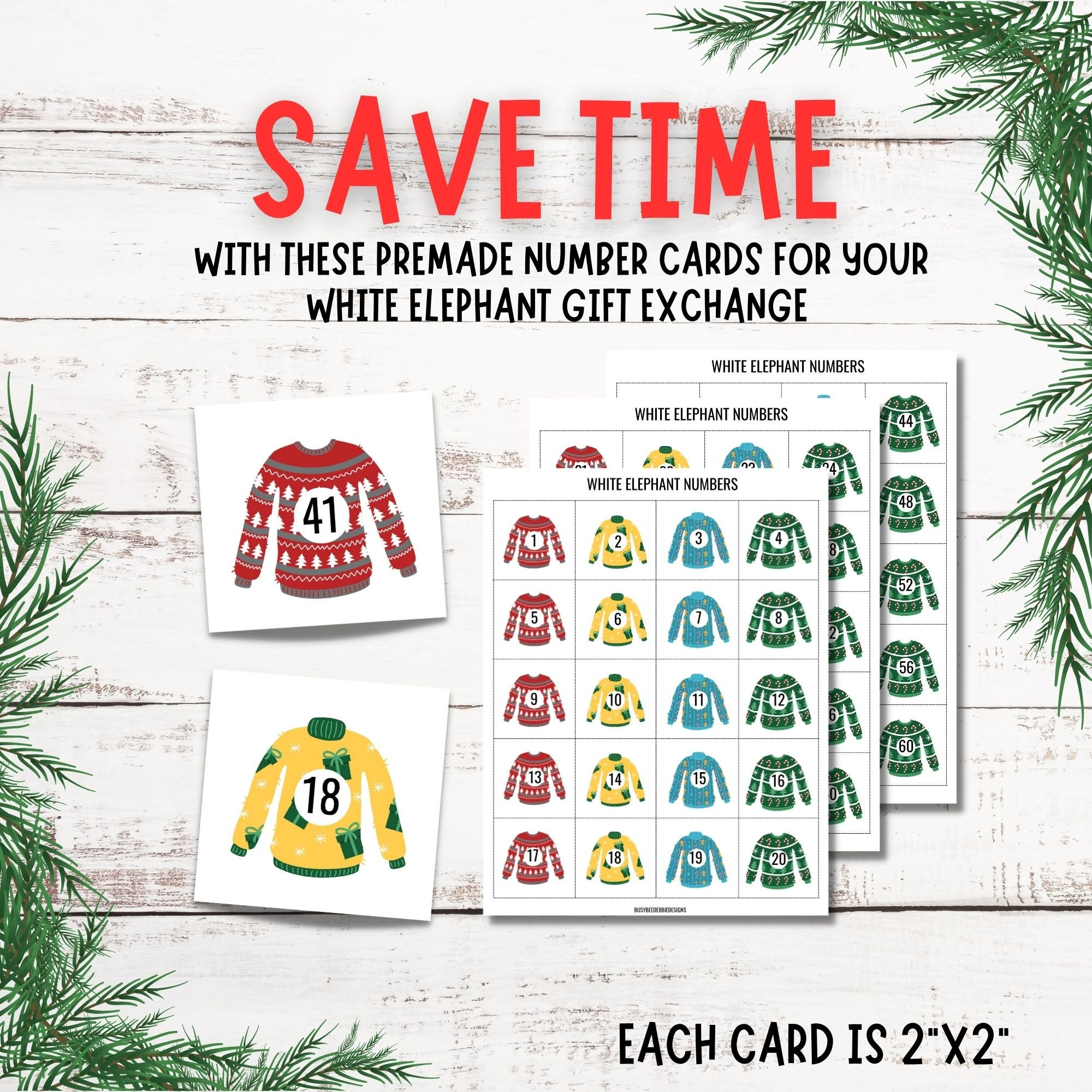 Printable Numbers For White Elephant Gift Exchange Game | Ugly in Free Printable White Elephant Exchange Numbers