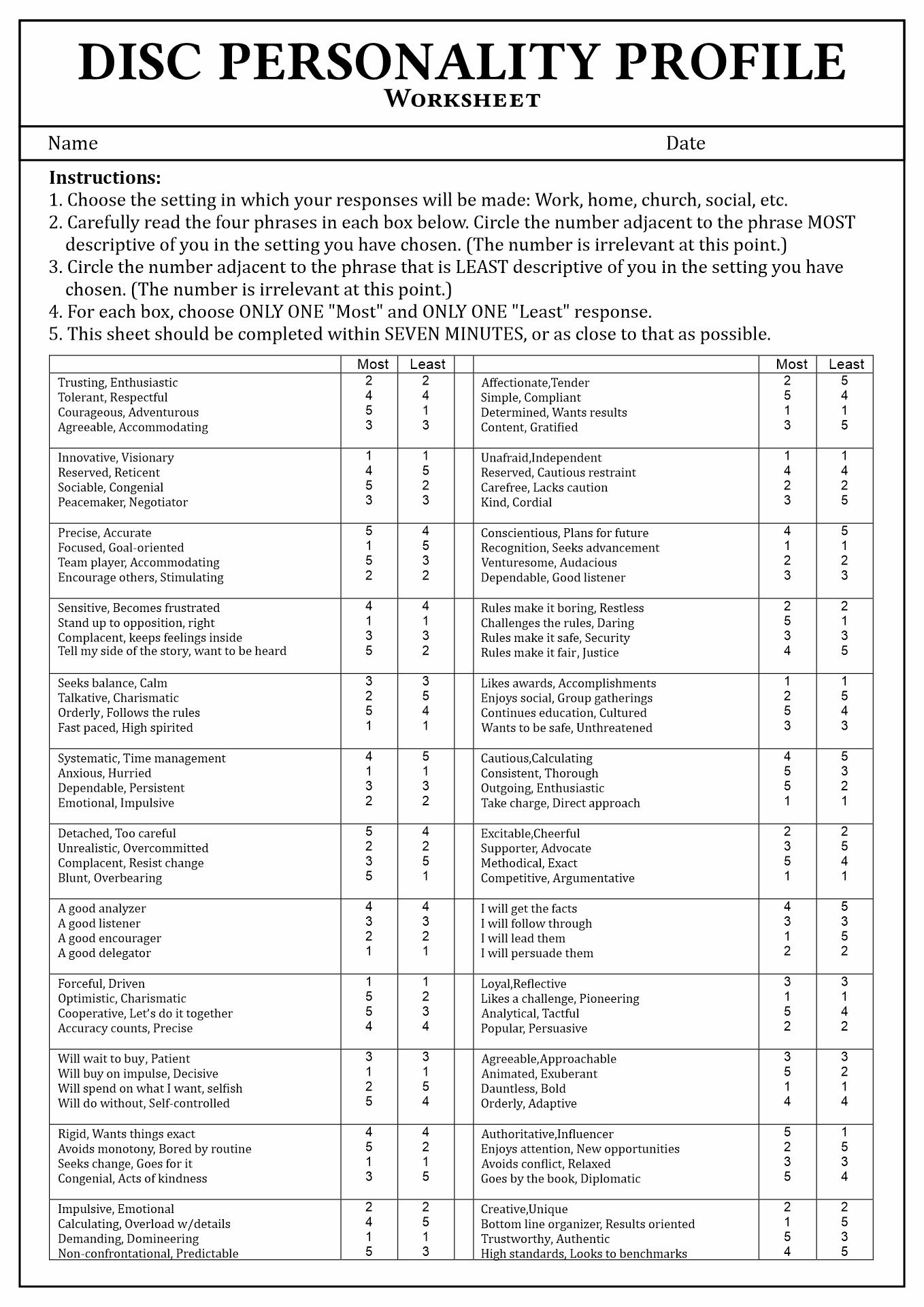 Printable Personality Test inside Free Printable Personality Tests For Employees