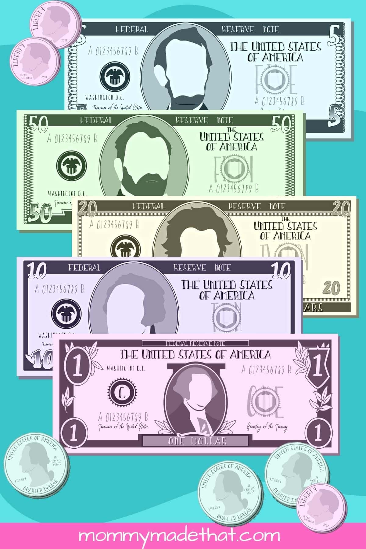 Printable Play Money (Lots Of Free Fake Money Templates) within Free Printable Dollar Bill Photo Template