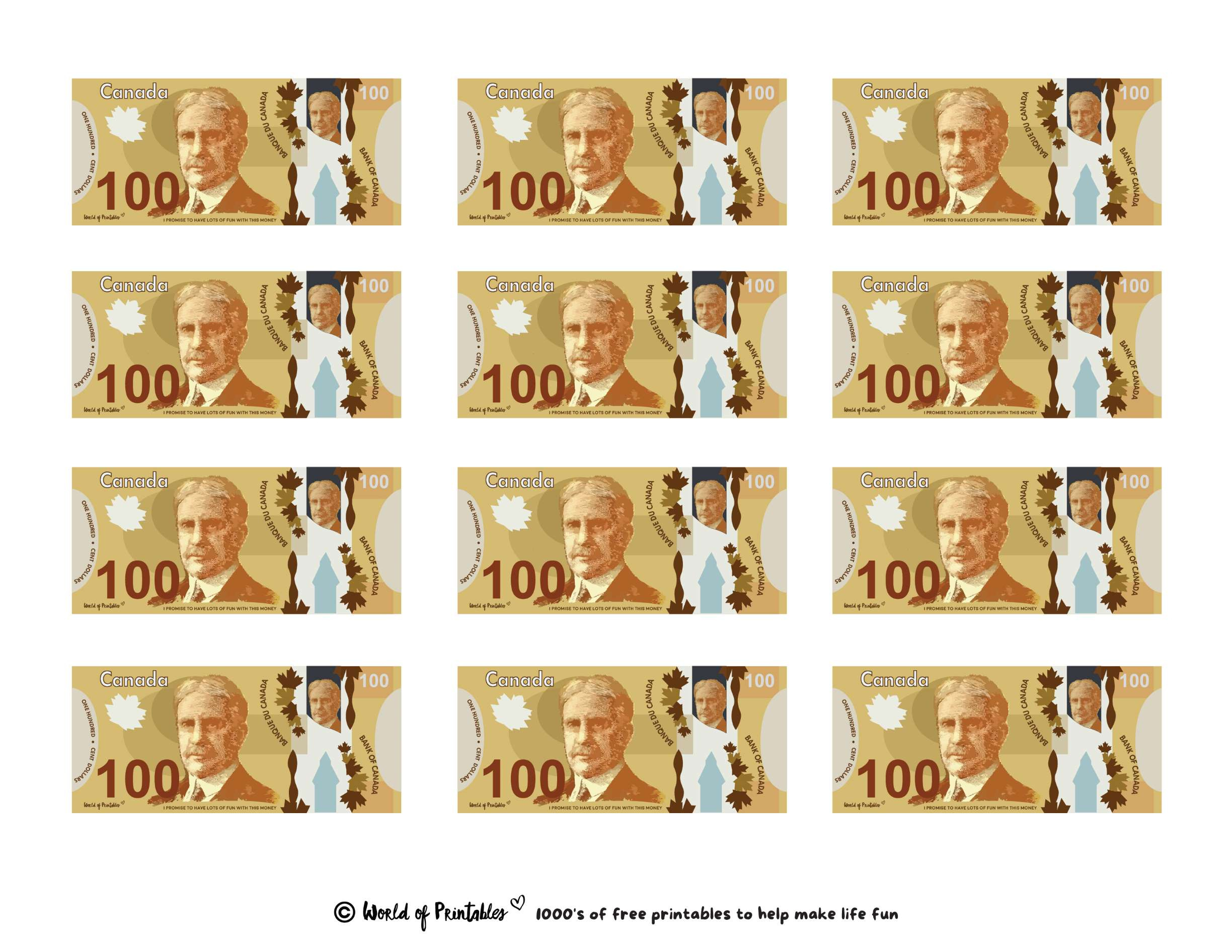 Printable Play Money - Play &amp;amp; Learn! - World Of Printables for Canadian Play Money Printables Free