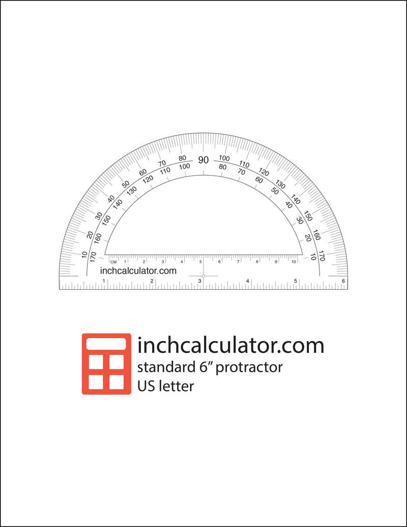Printable Protractor - Inch Calculator pertaining to Free Printable Protractor