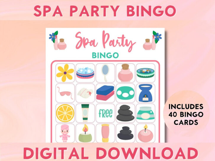 Spa Bingo Free Printable Spa Bingo Free Printable