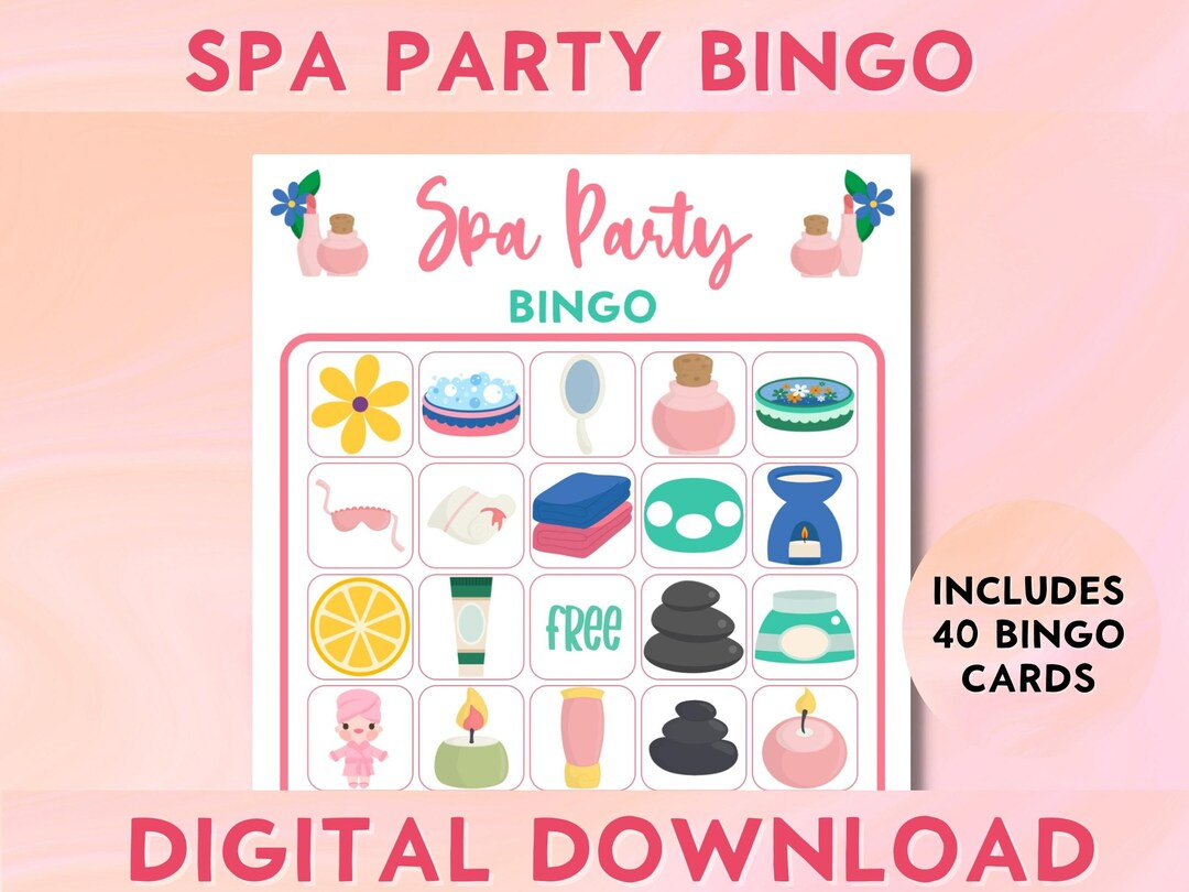 printable spa party bingo game pamper party girls birthday party inside spa bingo free printable Printable Spa Party Bingo Game, Pamper Party, Girls Birthday Party inside Spa Bingo Free Printable