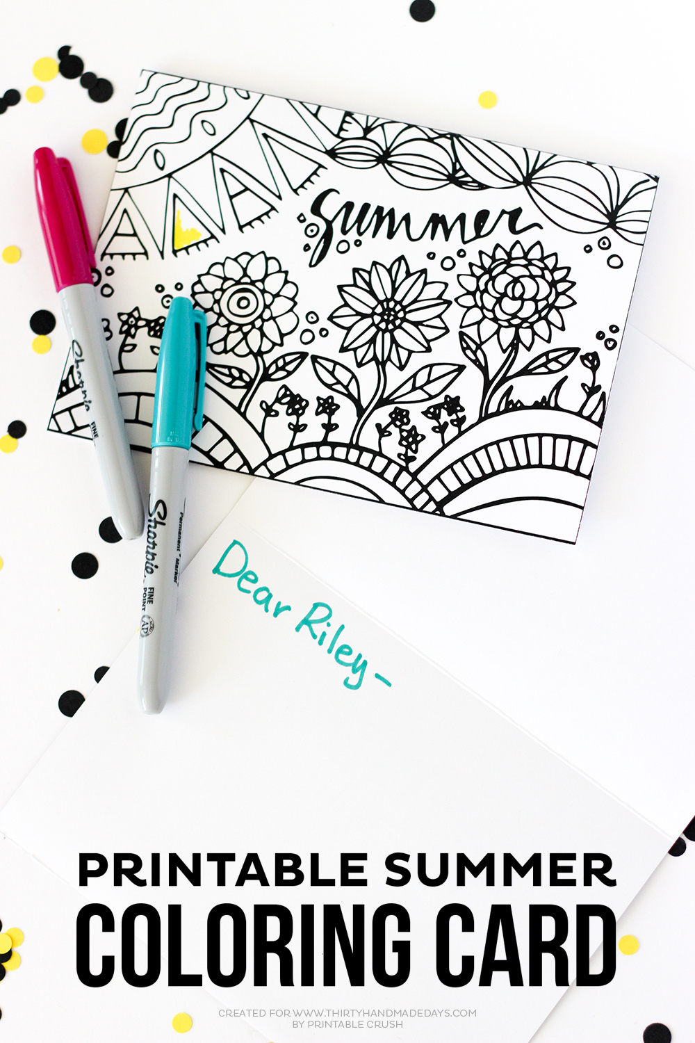 Printable Summer Coloring Card - Thirty Handmade Days with regard to Free Printable Summer Cards