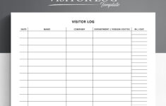 Printable Visitor Log. Visitor Sign In / Sign Out Sheet. Visitor regarding Free Printable Visitor Log Sheets