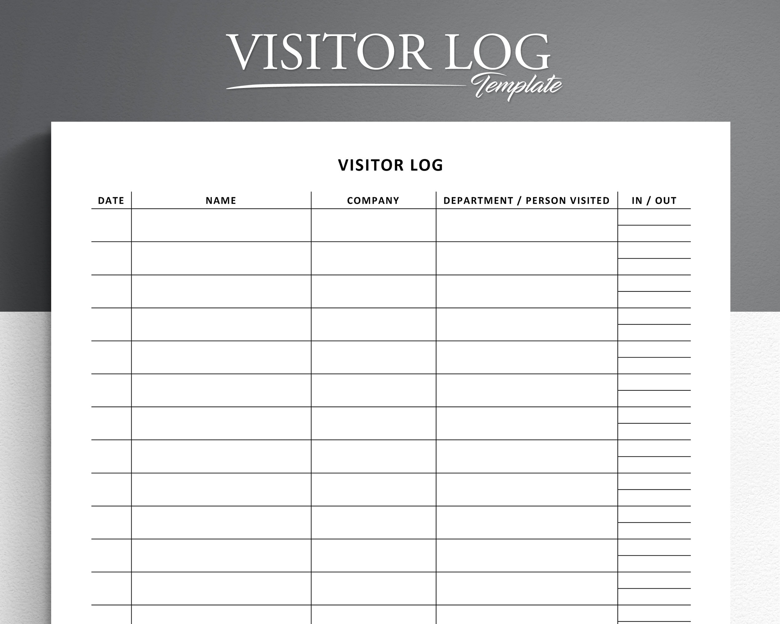 Printable Visitor Log. Visitor Sign In / Sign Out Sheet. Visitor regarding Free Printable Visitor Log Sheets