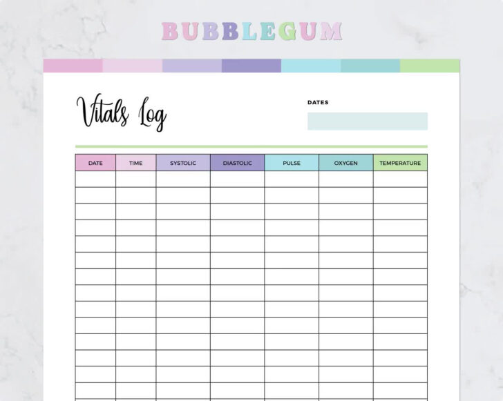 Free Printable Vital Signs Flow Sheet