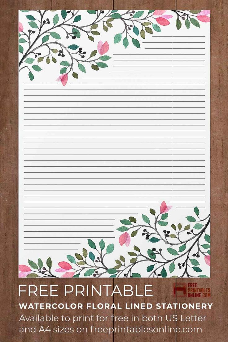 Printabled Lined Stationery – Free within Free Printable Floral Stationery Paper